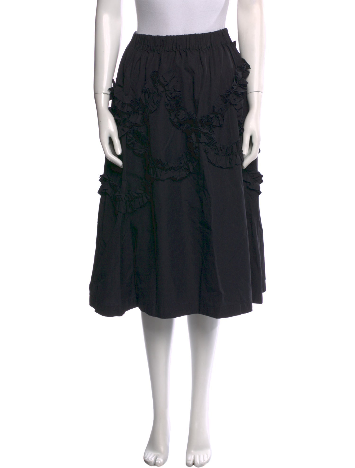 noir kei ninomiya Raw-Edge Trim Knee-Length Skirt