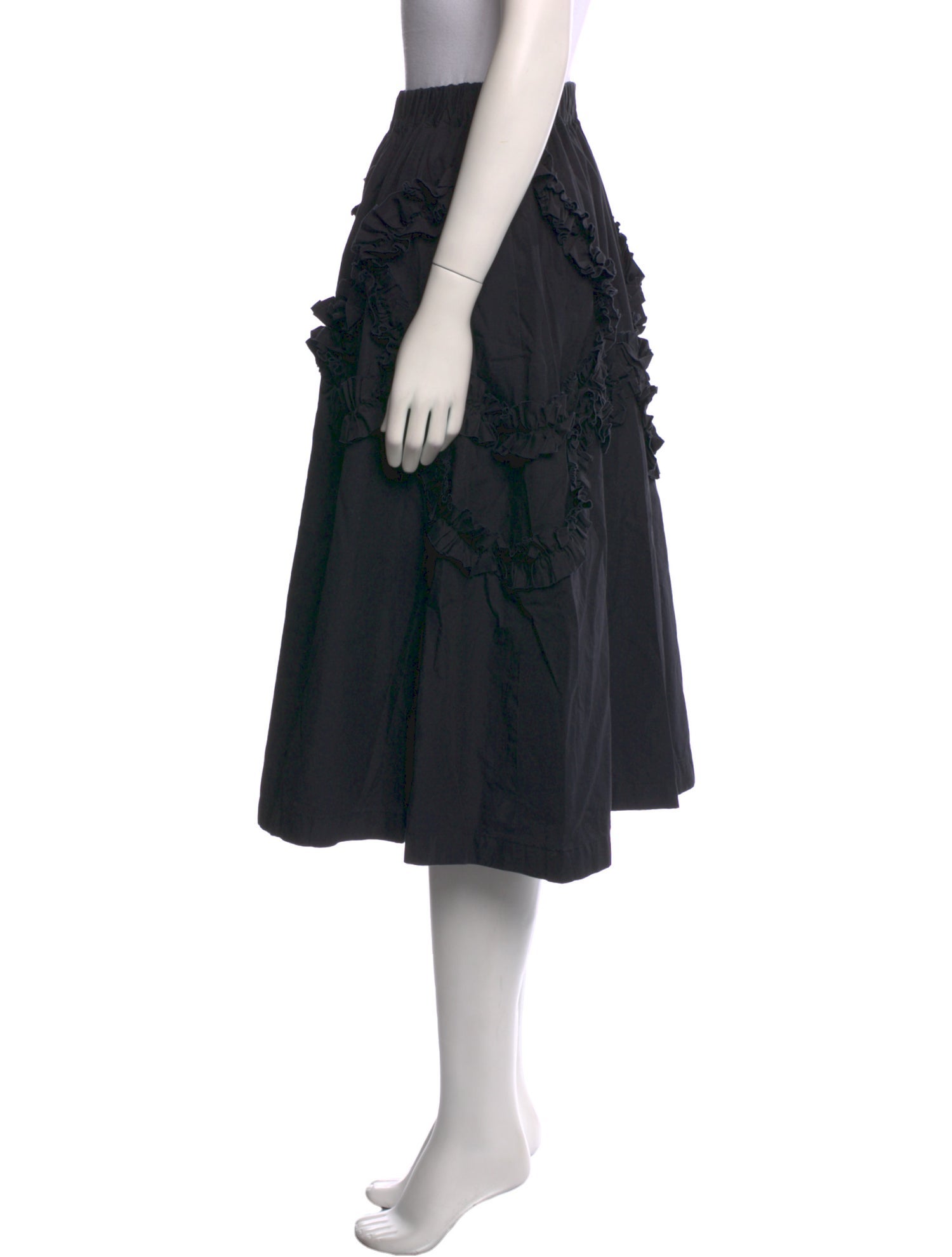 noir kei ninomiya Raw-Edge Trim Knee-Length Skirt