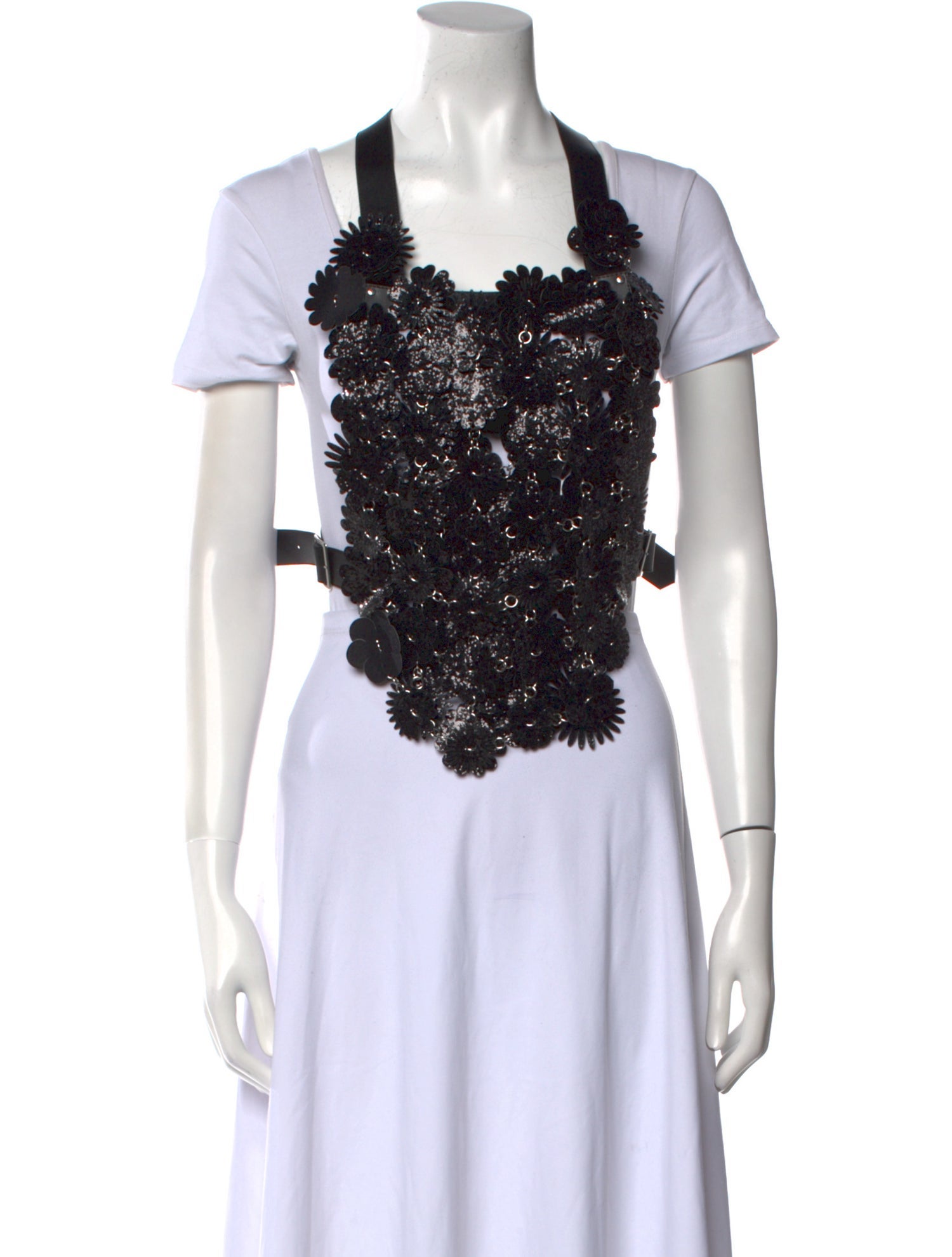 noir kei ninomiya Lace Pattern Square Neckline Crop Top