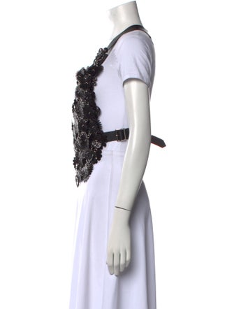 noir kei ninomiya Lace Pattern Square Neckline Crop Top