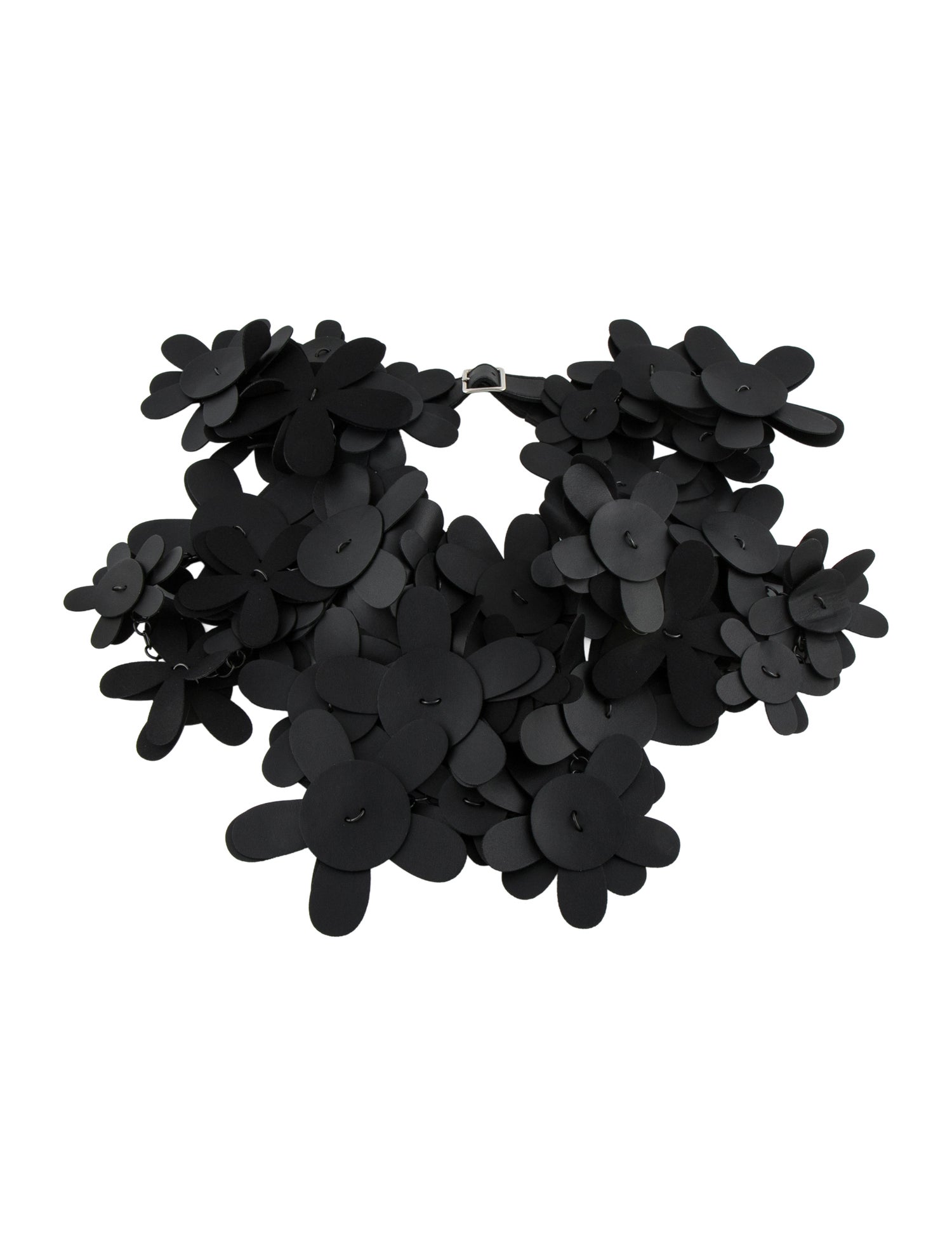 noir kei ninomiya Vegan Leather Flower Cutout Bib Collar Necklace