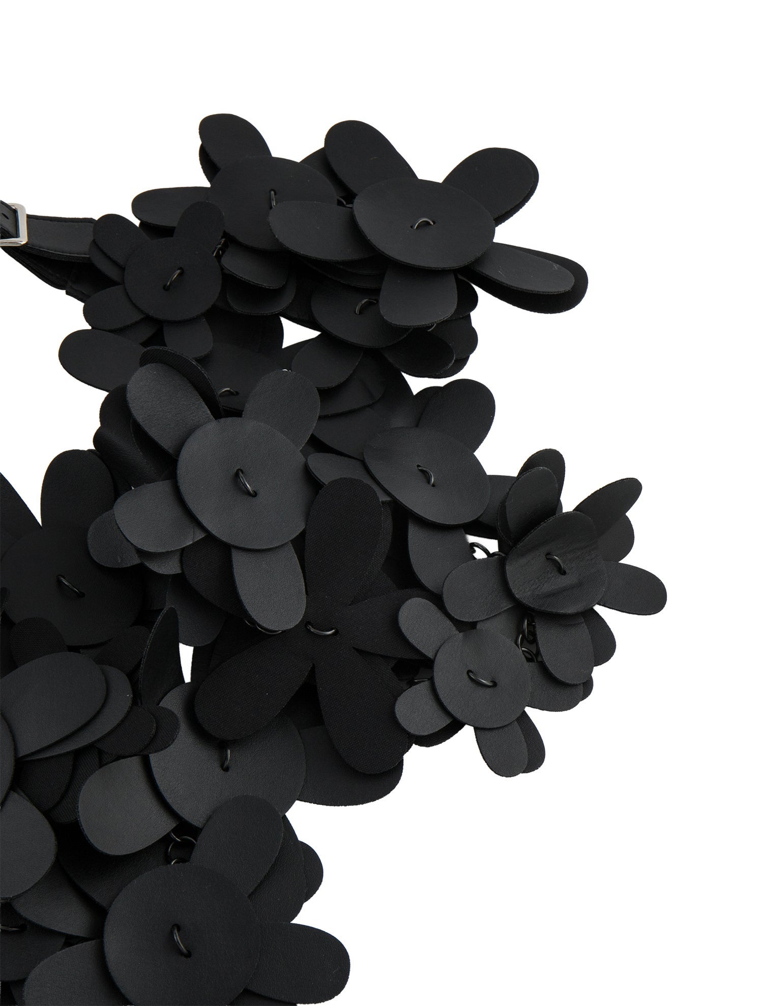 noir kei ninomiya Vegan Leather Flower Cutout Bib Collar Necklace
