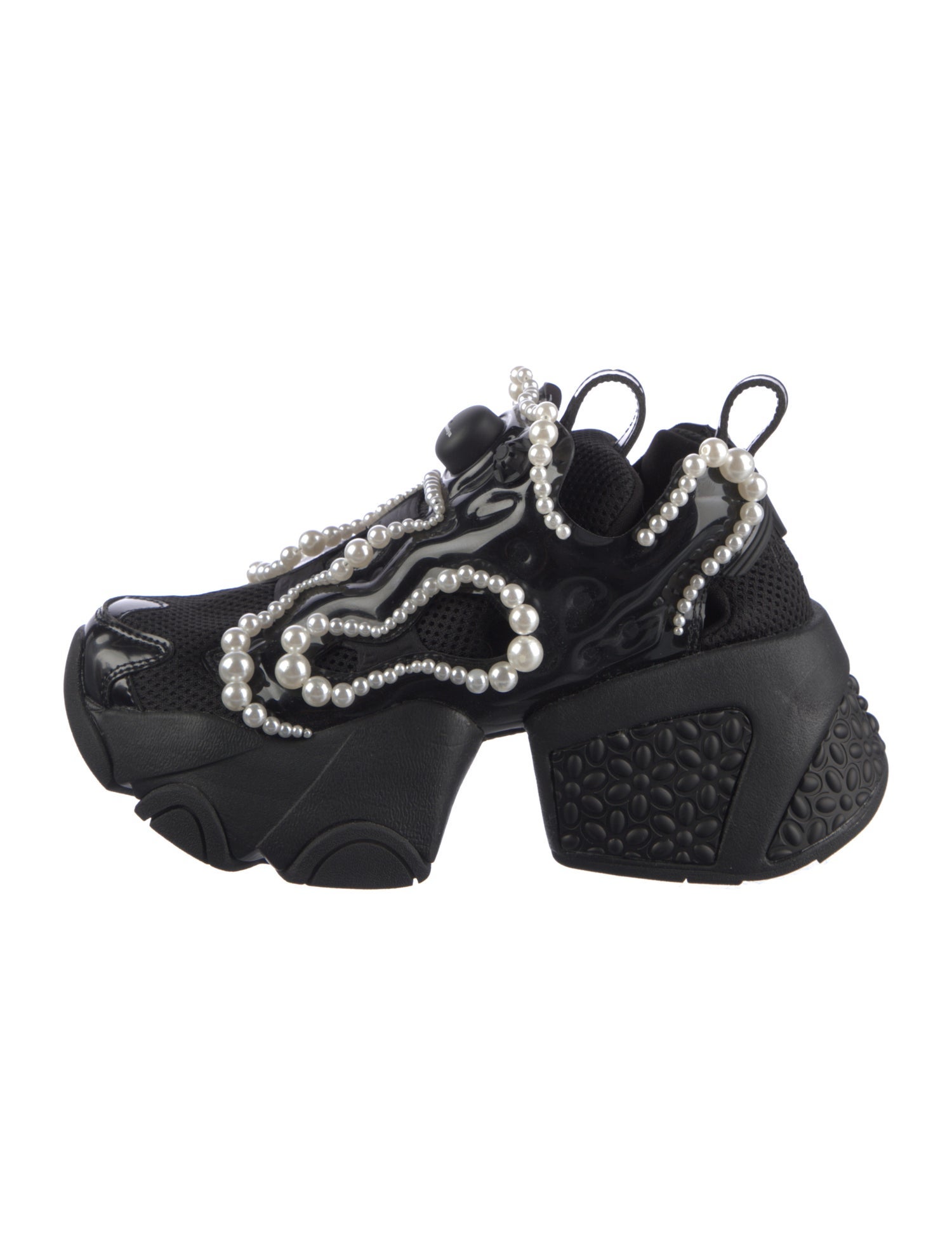 noir kei ninomiya Patent Leather Beaded Accents Chunky Sneakers