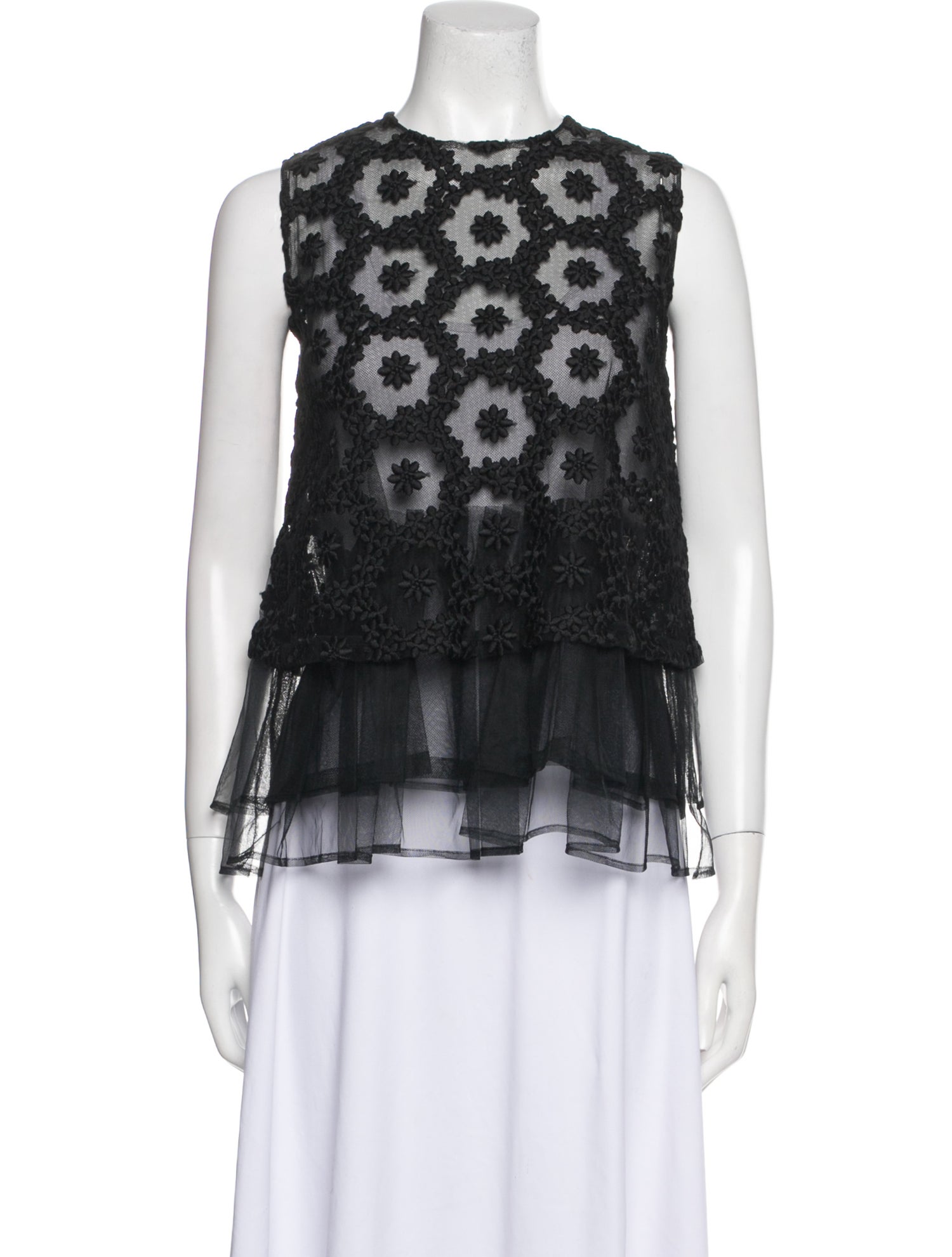 noir kei ninomiya Lace Pattern Crew Neck Blouse