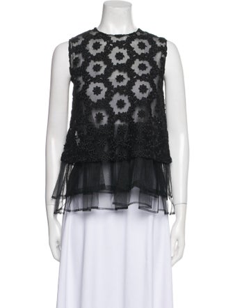 noir kei ninomiya Lace Pattern Crew Neck Blouse
