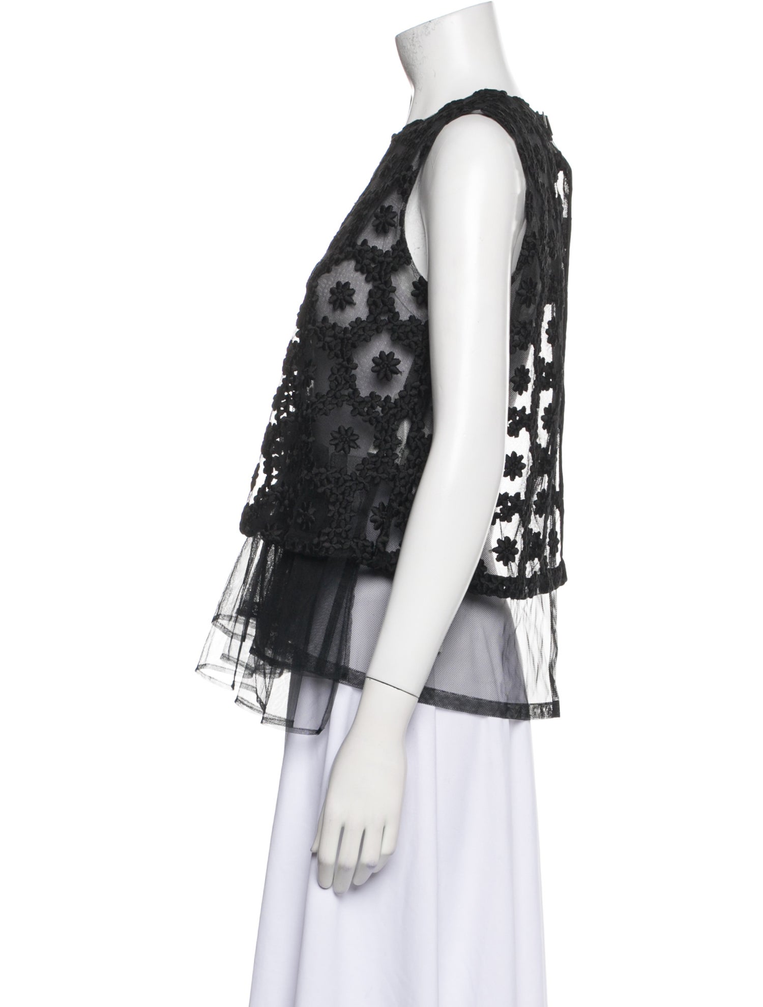 noir kei ninomiya Lace Pattern Crew Neck Blouse