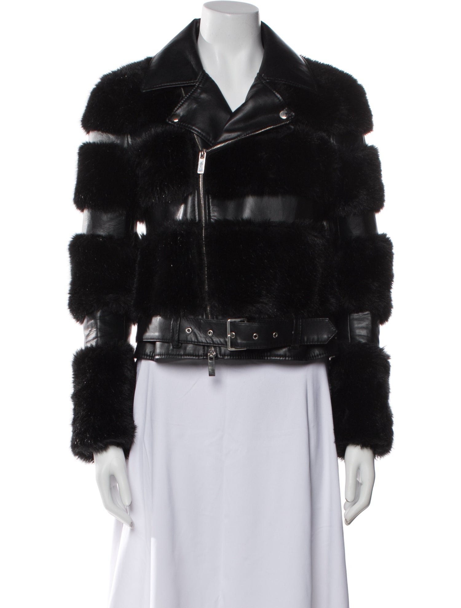 noir kei ninomiya Faux Leather Faux Fur Jacket