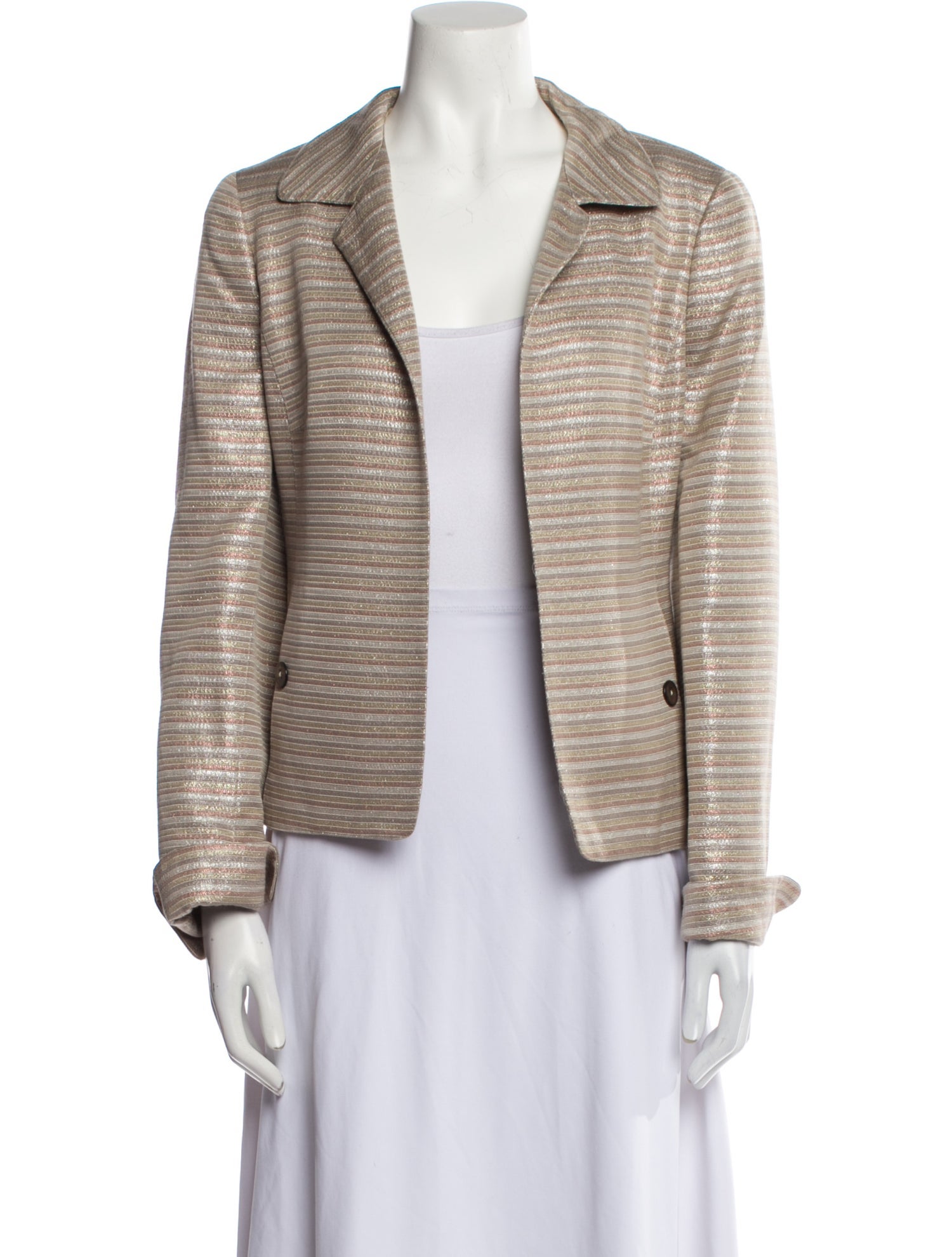 Nina Mclemore Striped Open Front Sweater