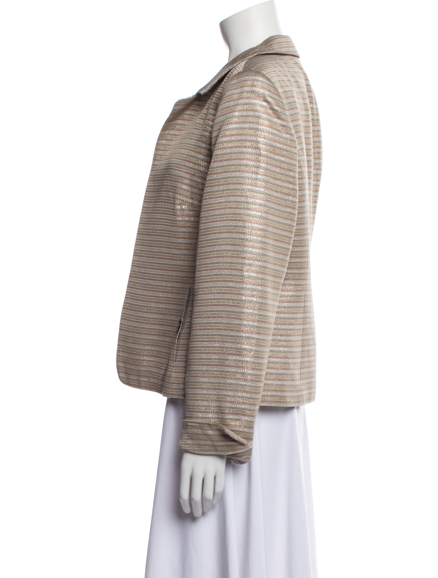 Nina Mclemore Striped Open Front Sweater