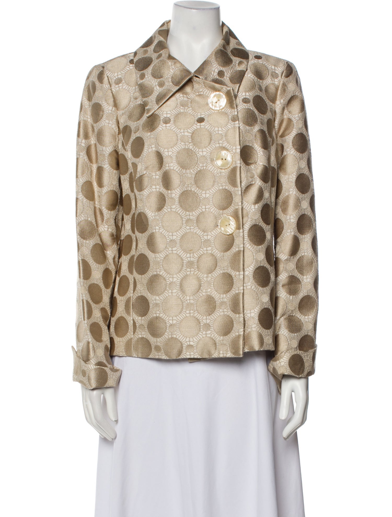 Nina Mclemore Silk Polka Dot Print Blazer