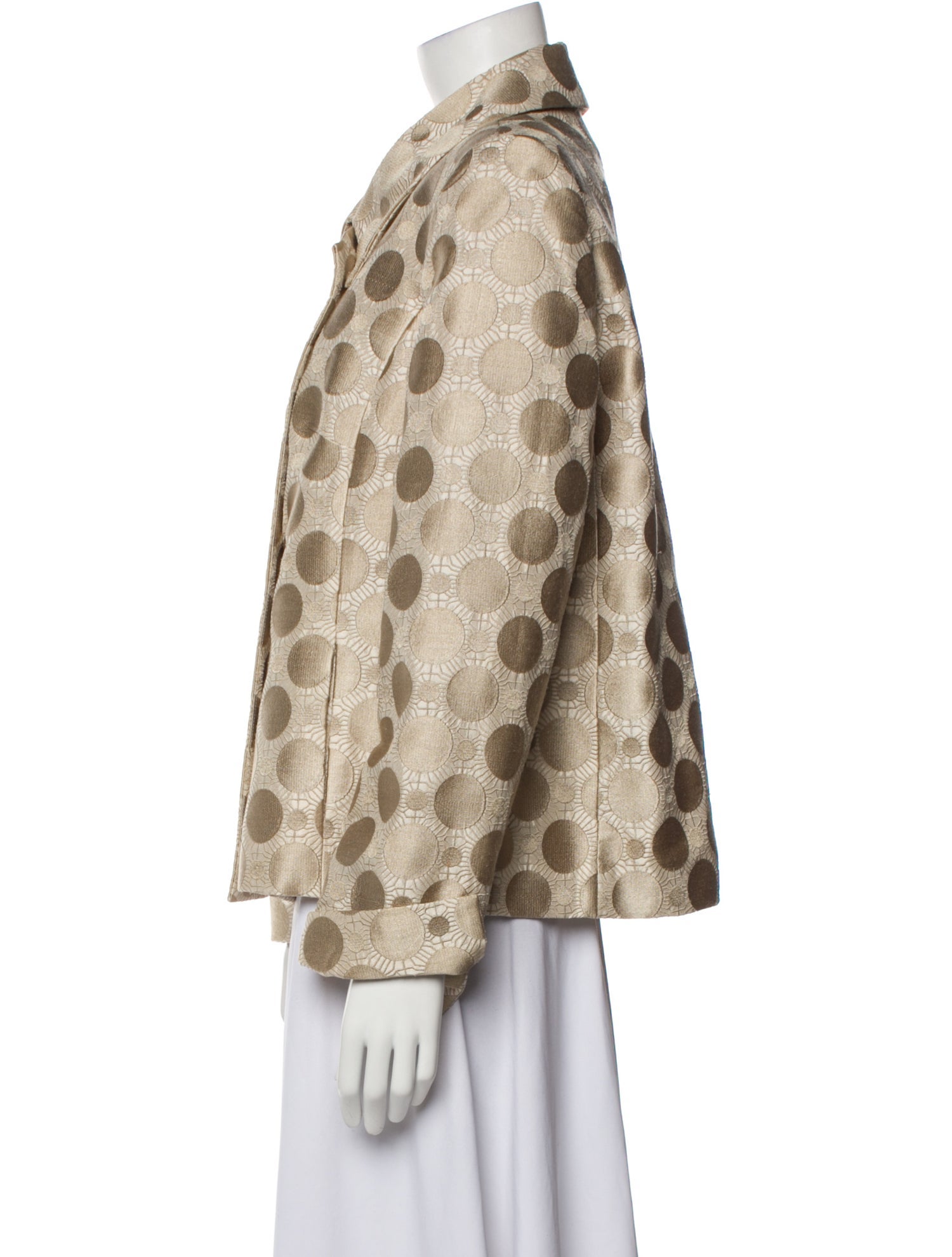 Nina Mclemore Silk Polka Dot Print Blazer