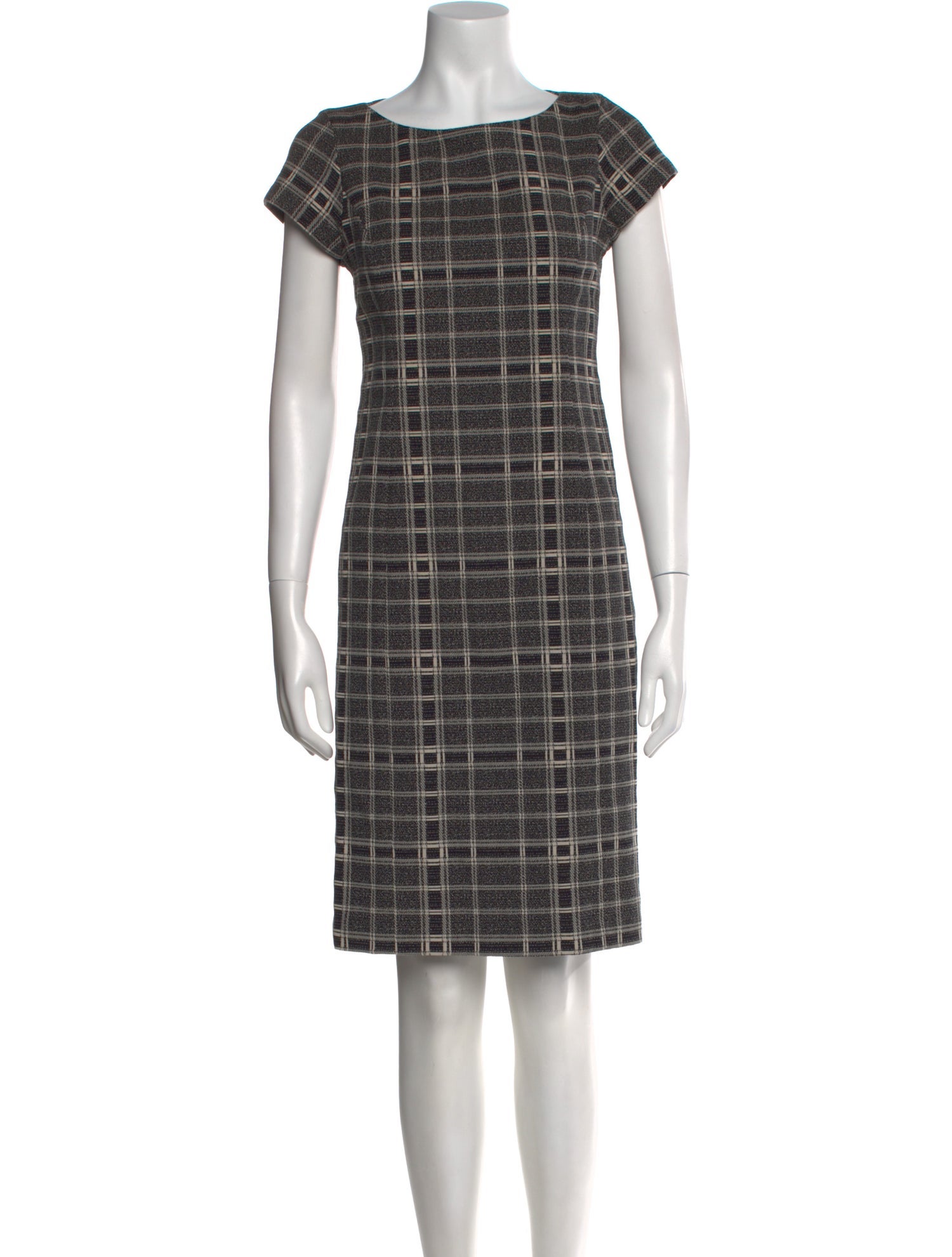 Nina Mclemore Plaid Print Knee-Length Dress