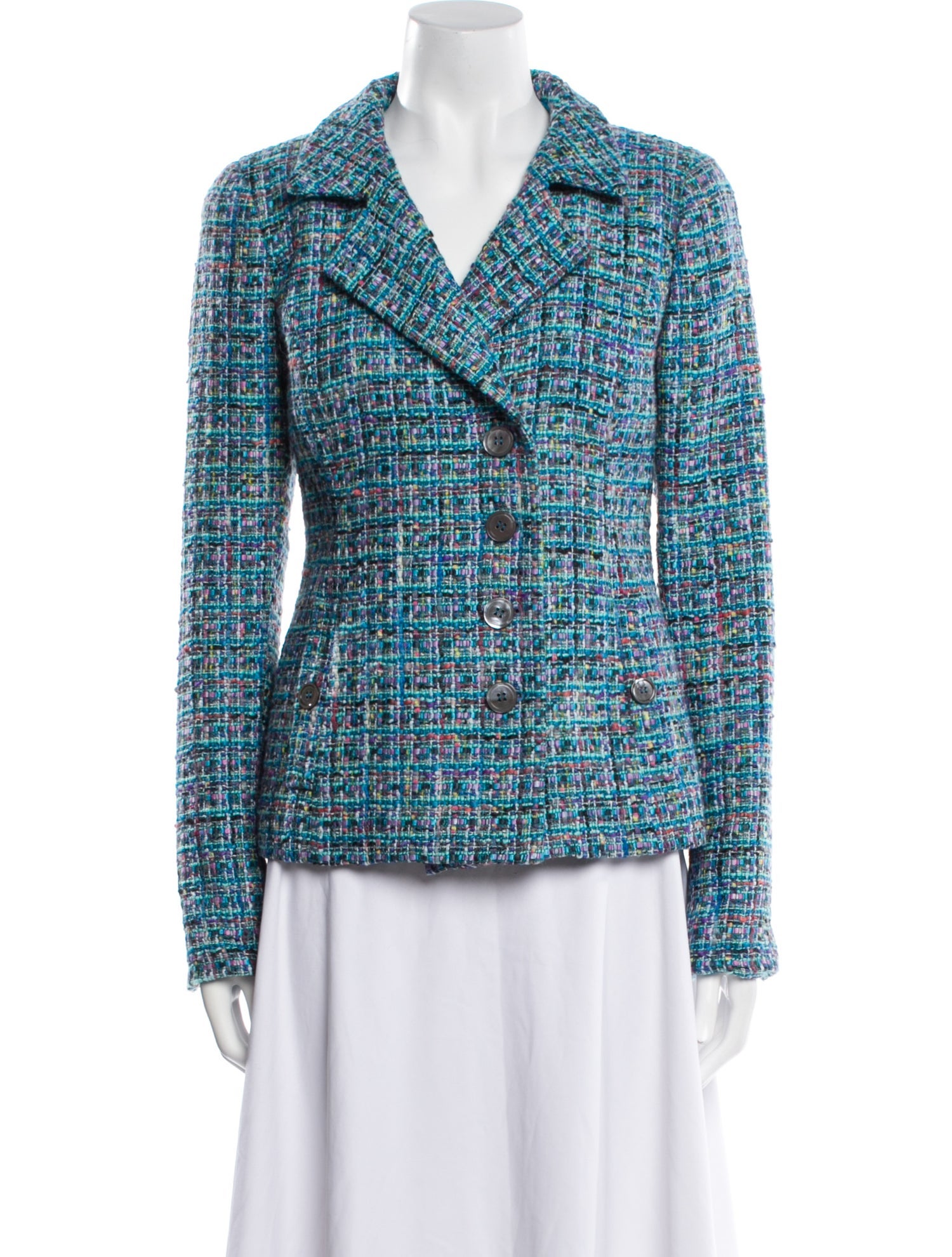 Nina Mclemore Tweed Pattern Blazer