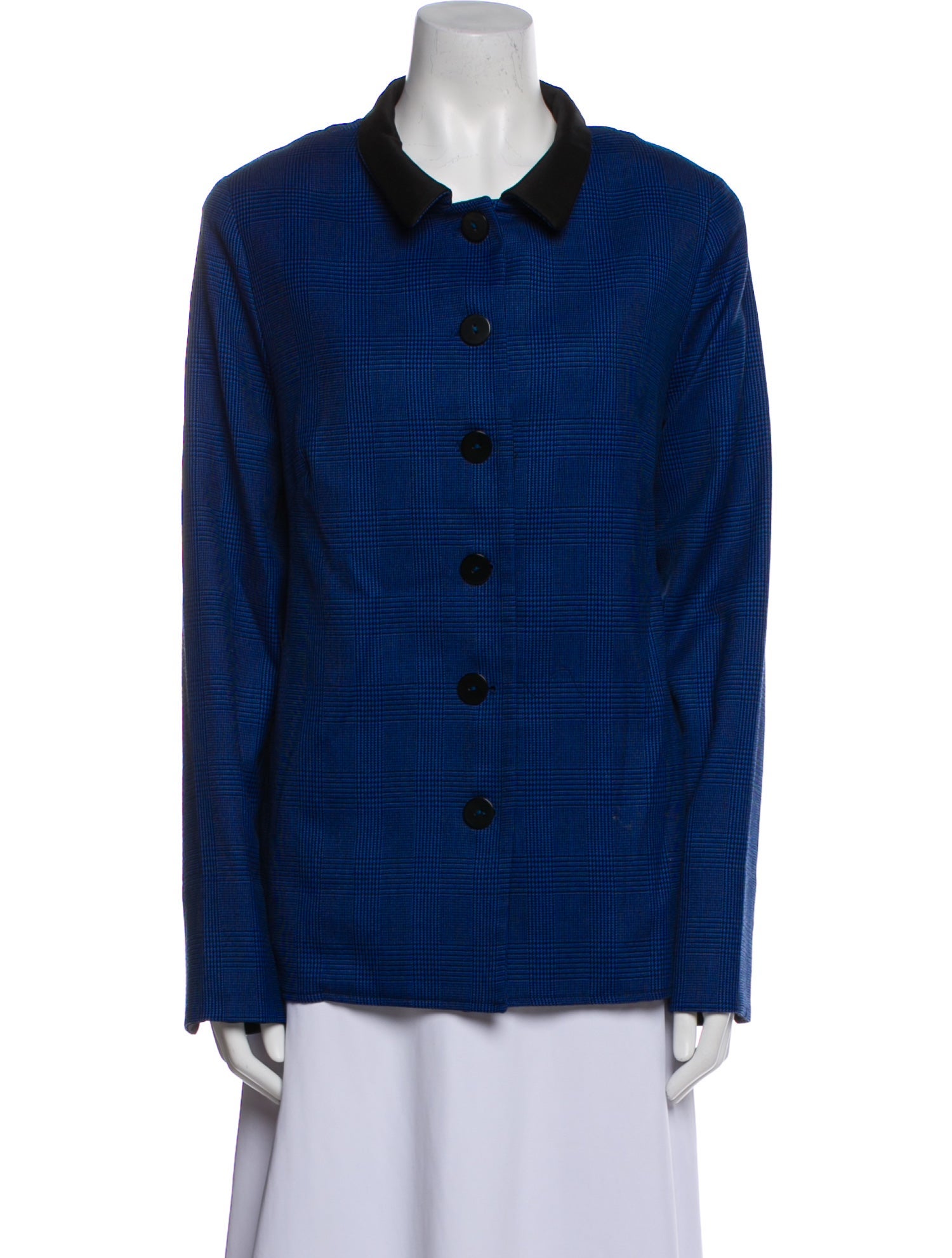 Nina Mclemore Wool Plaid Print Jacket