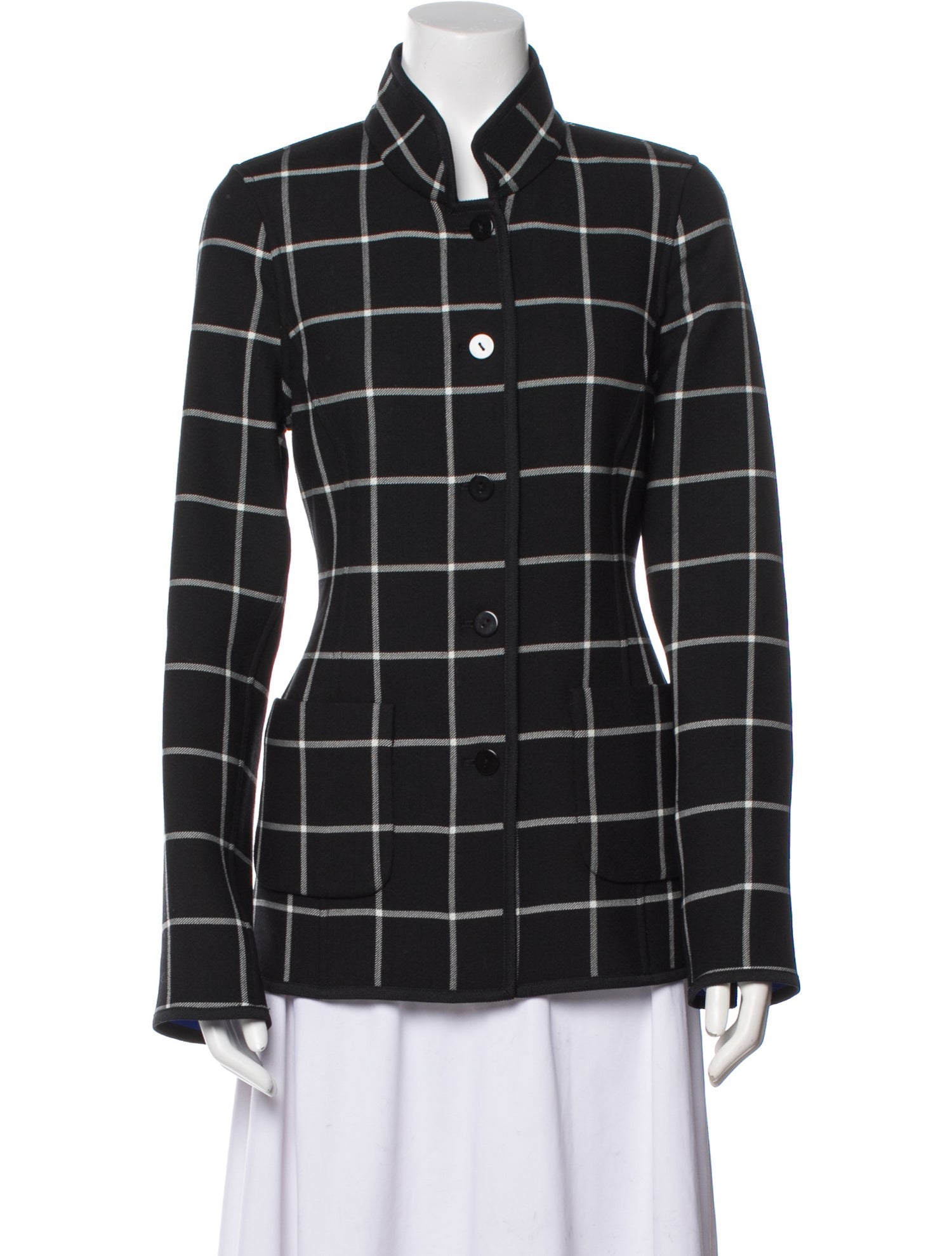 Nina Mclemore Plaid Print Blazer