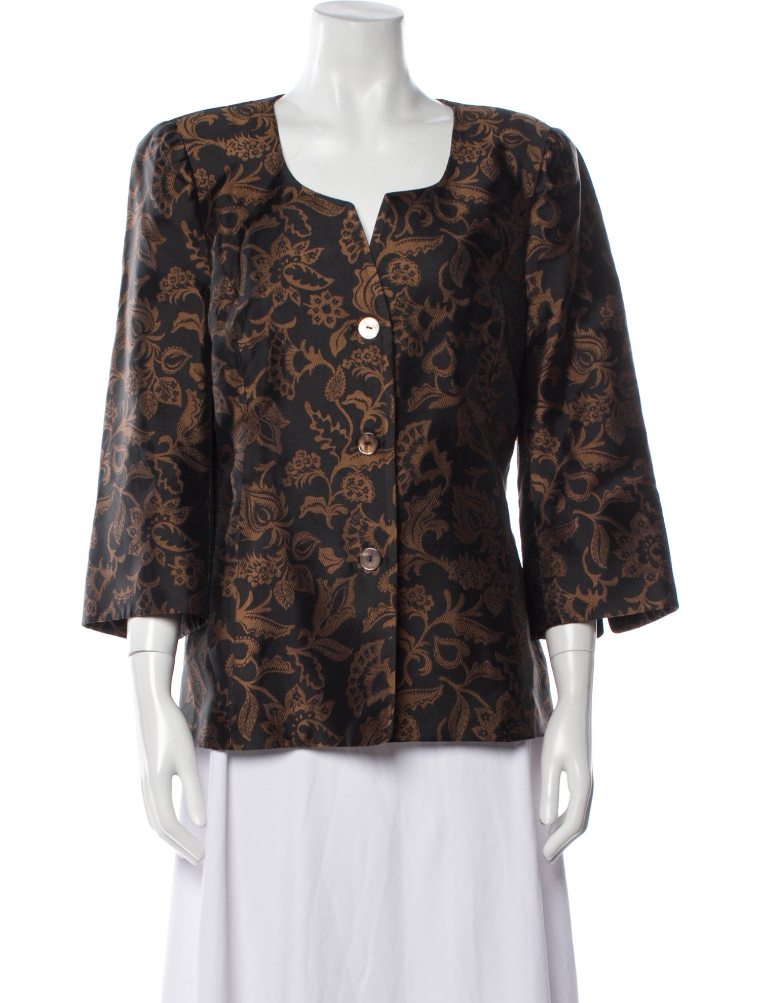 Nina Mclemore Silk Printed Evening Jacket