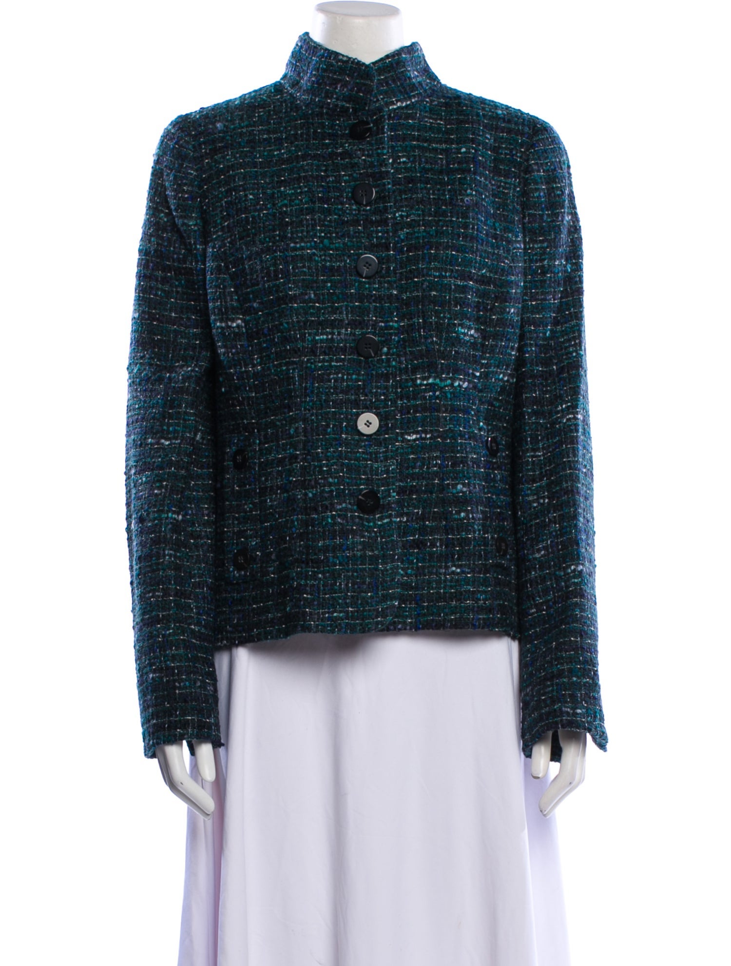 Nina Mclemore Virgin Wool Tweed Pattern Jacket