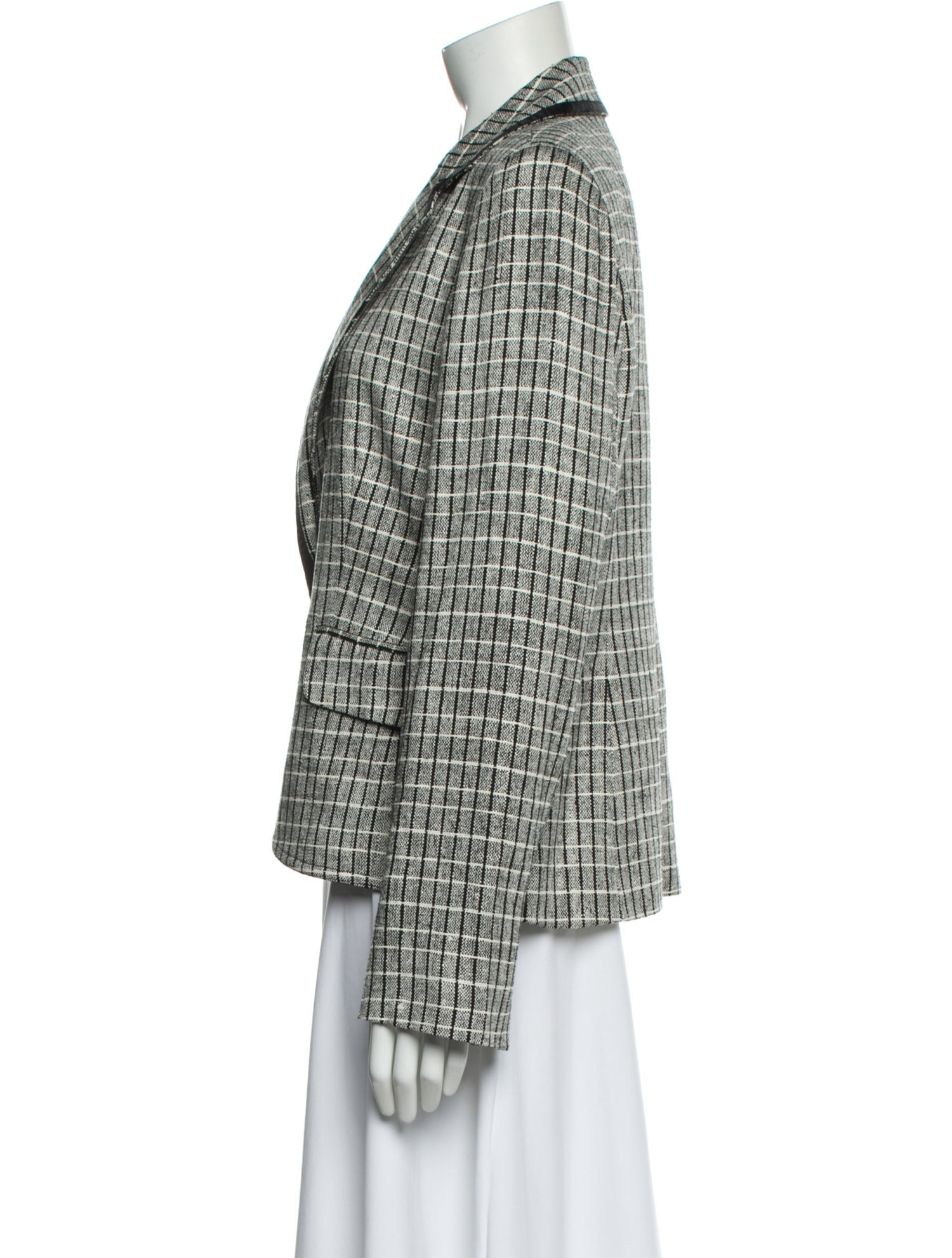 Nina Mclemore Silk Plaid Print Blazer