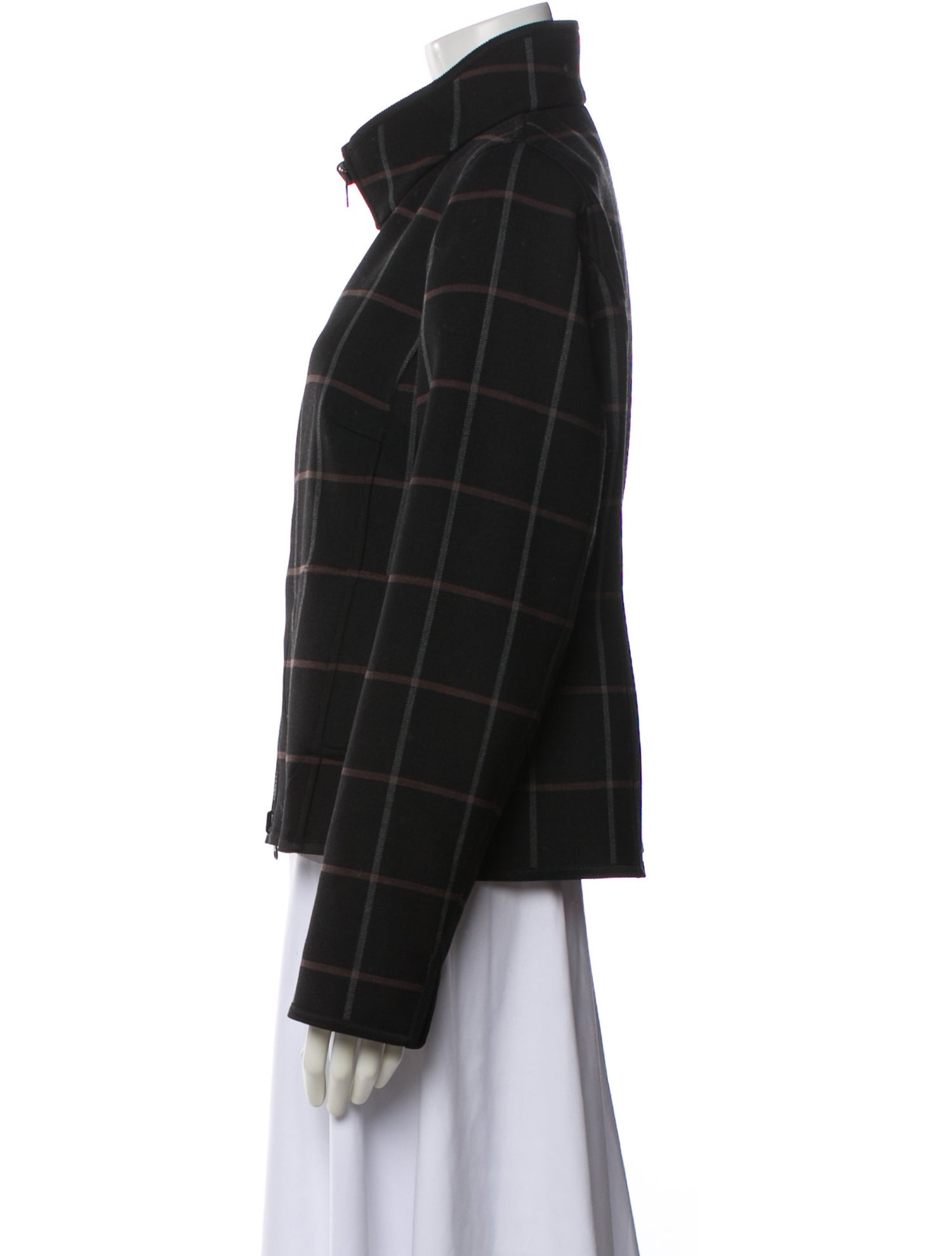 Nina Mclemore Wool Plaid Print Evening Jacket