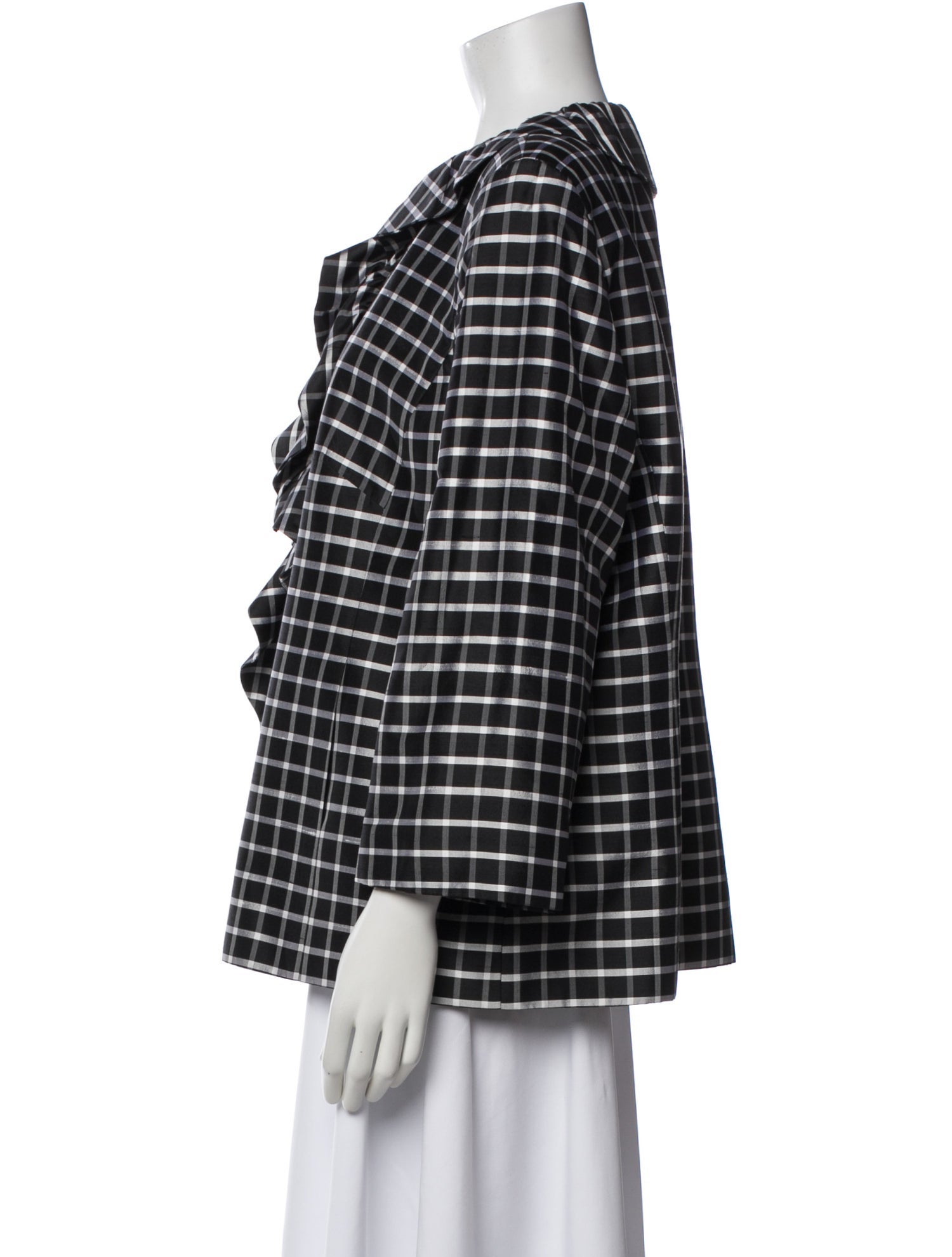 Nina Mclemore Silk Plaid Print Jacket