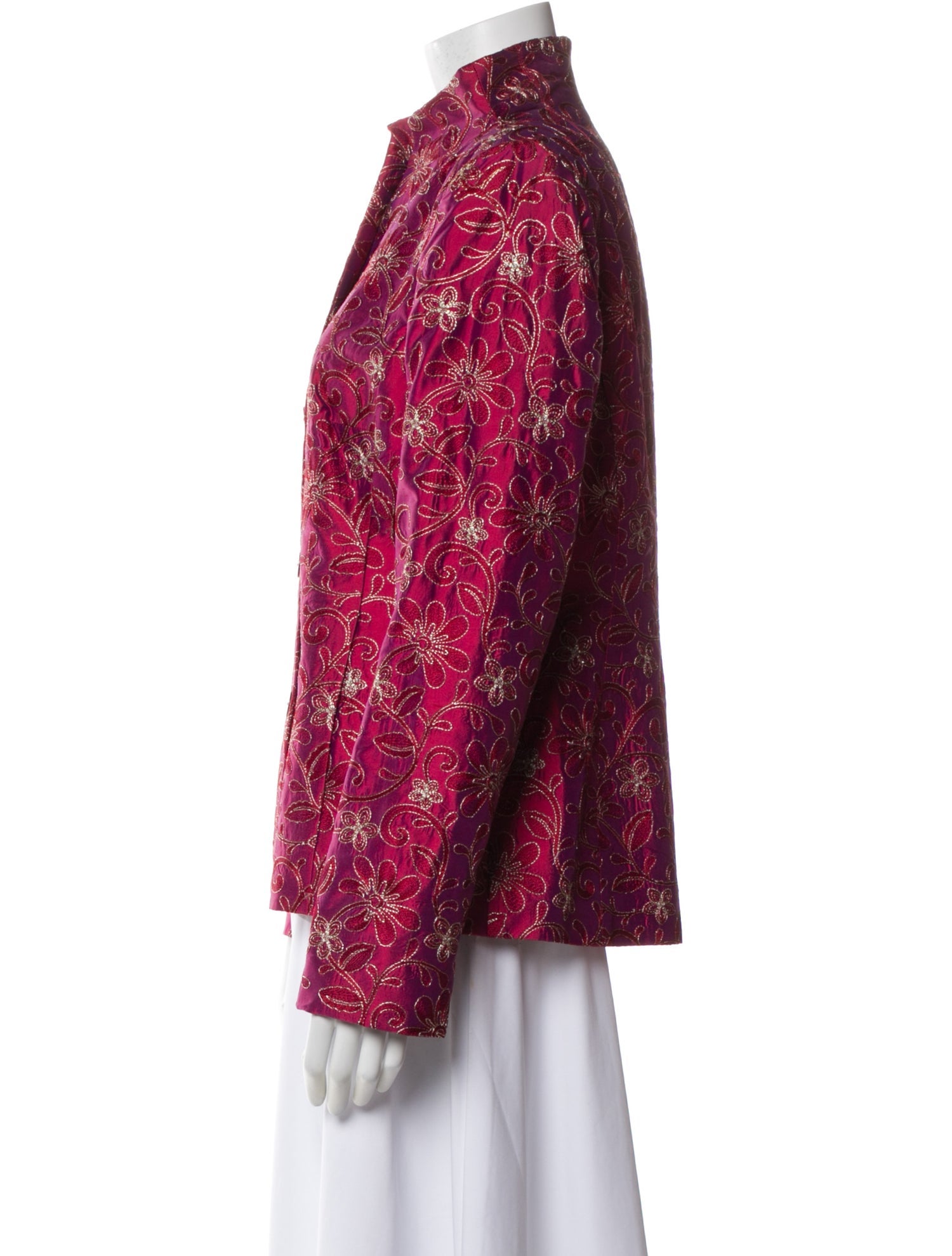 Nina Mclemore Silk Floral Print Evening Jacket