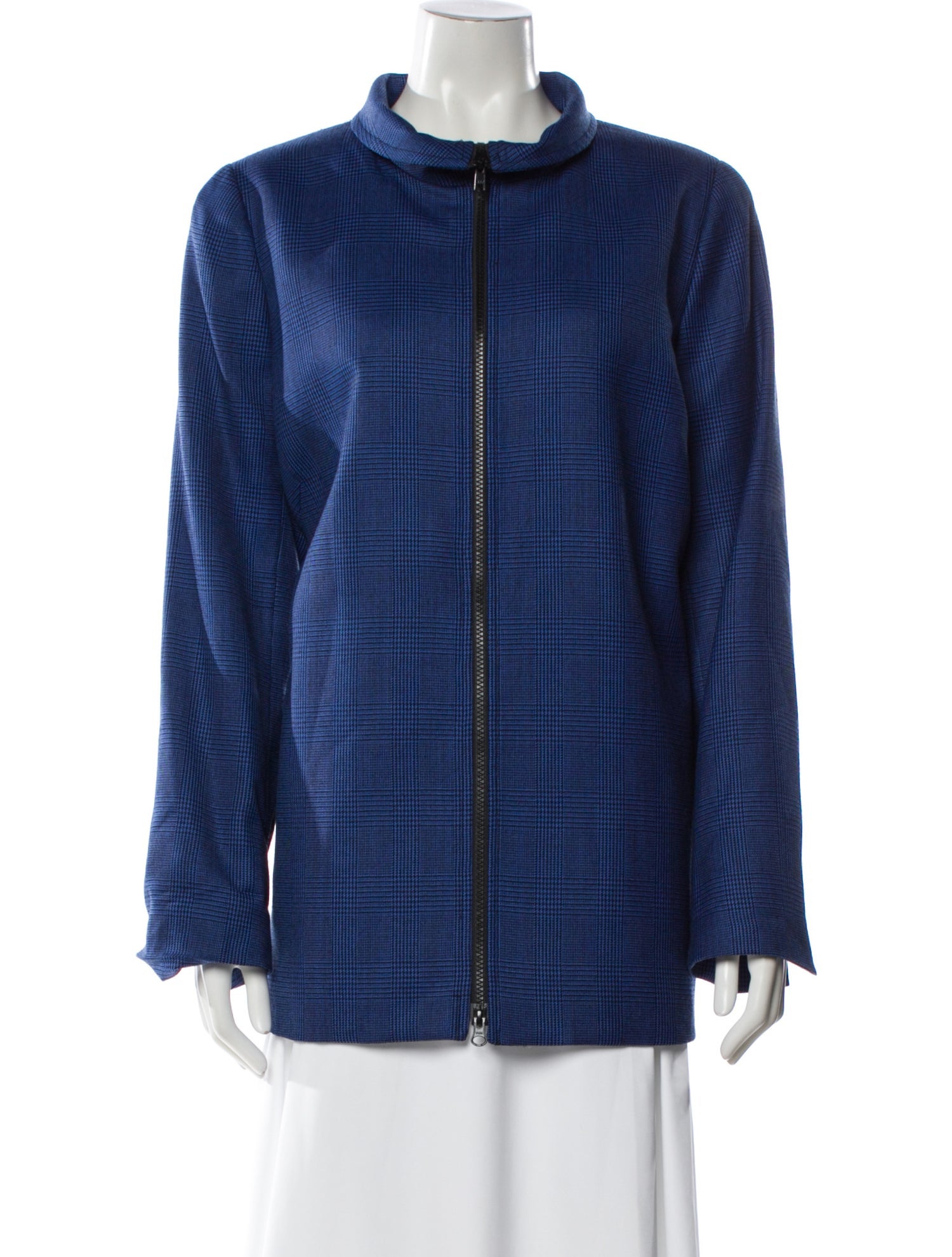 Nina Mclemore Wool Plaid Print Jacket