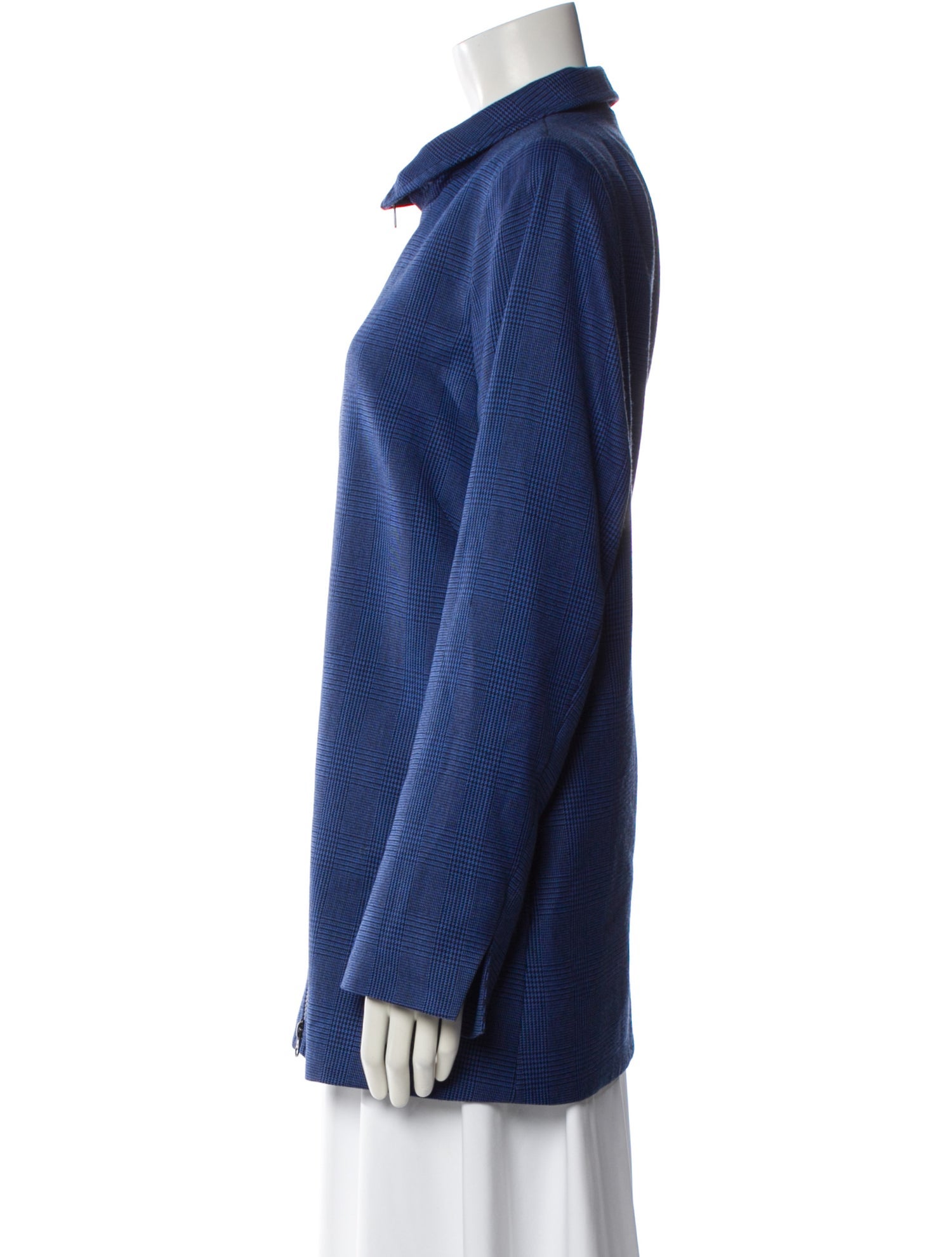 Nina Mclemore Wool Plaid Print Jacket