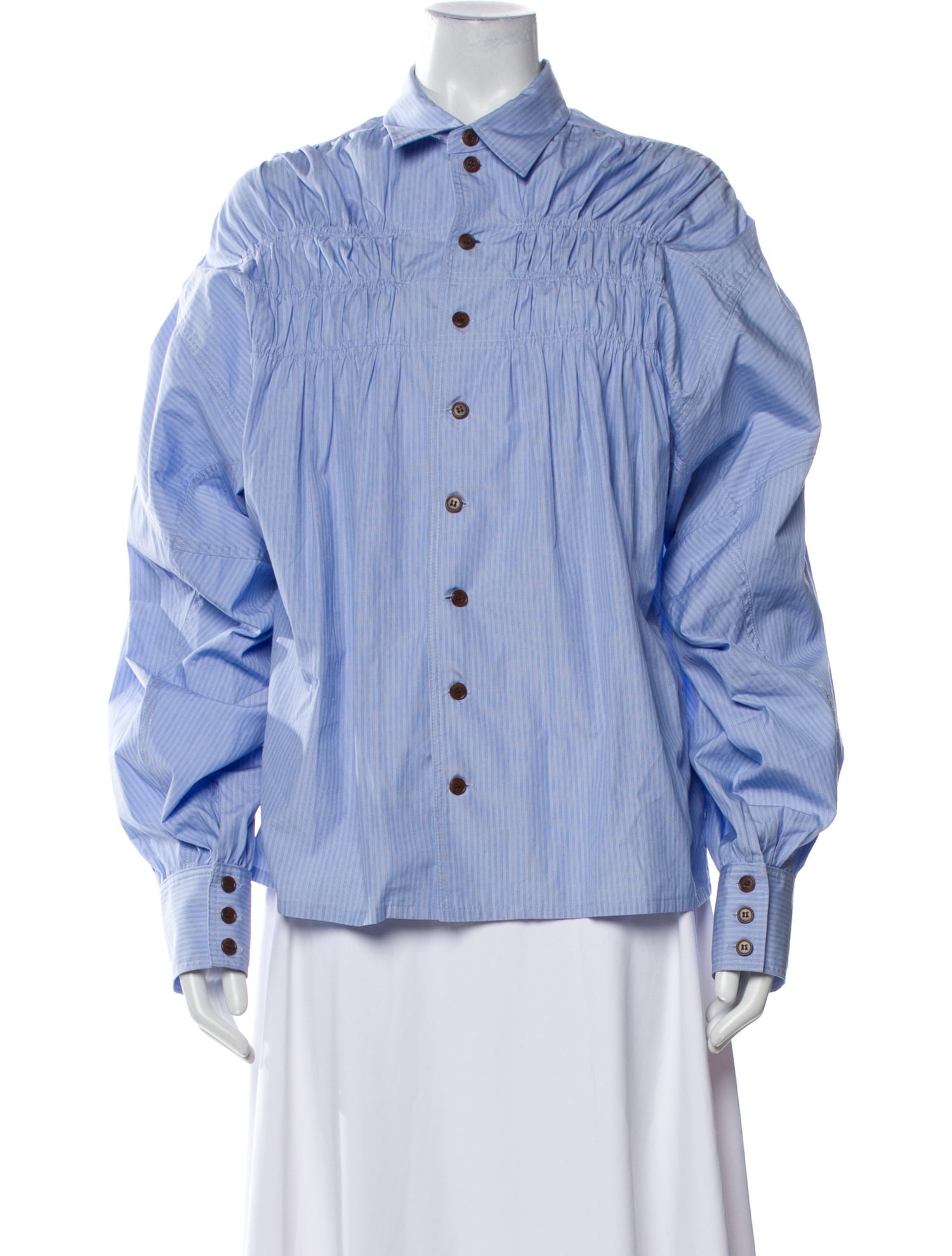 Christopher Nemeth Striped Long Sleeve Button-Up Top