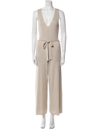 Naadam Silk Plunge Neckline Jumpsuit
