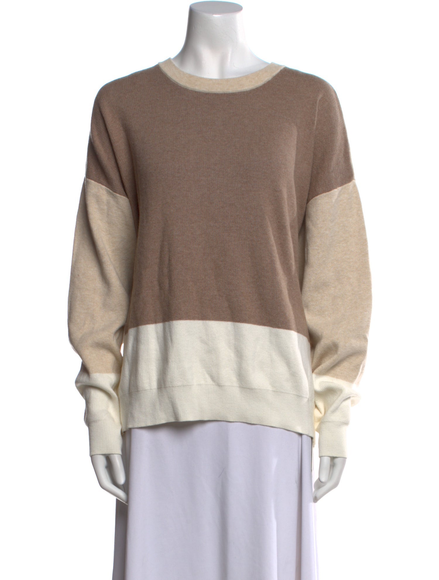 Naadam Colorblock Pattern Crew Neck Sweater