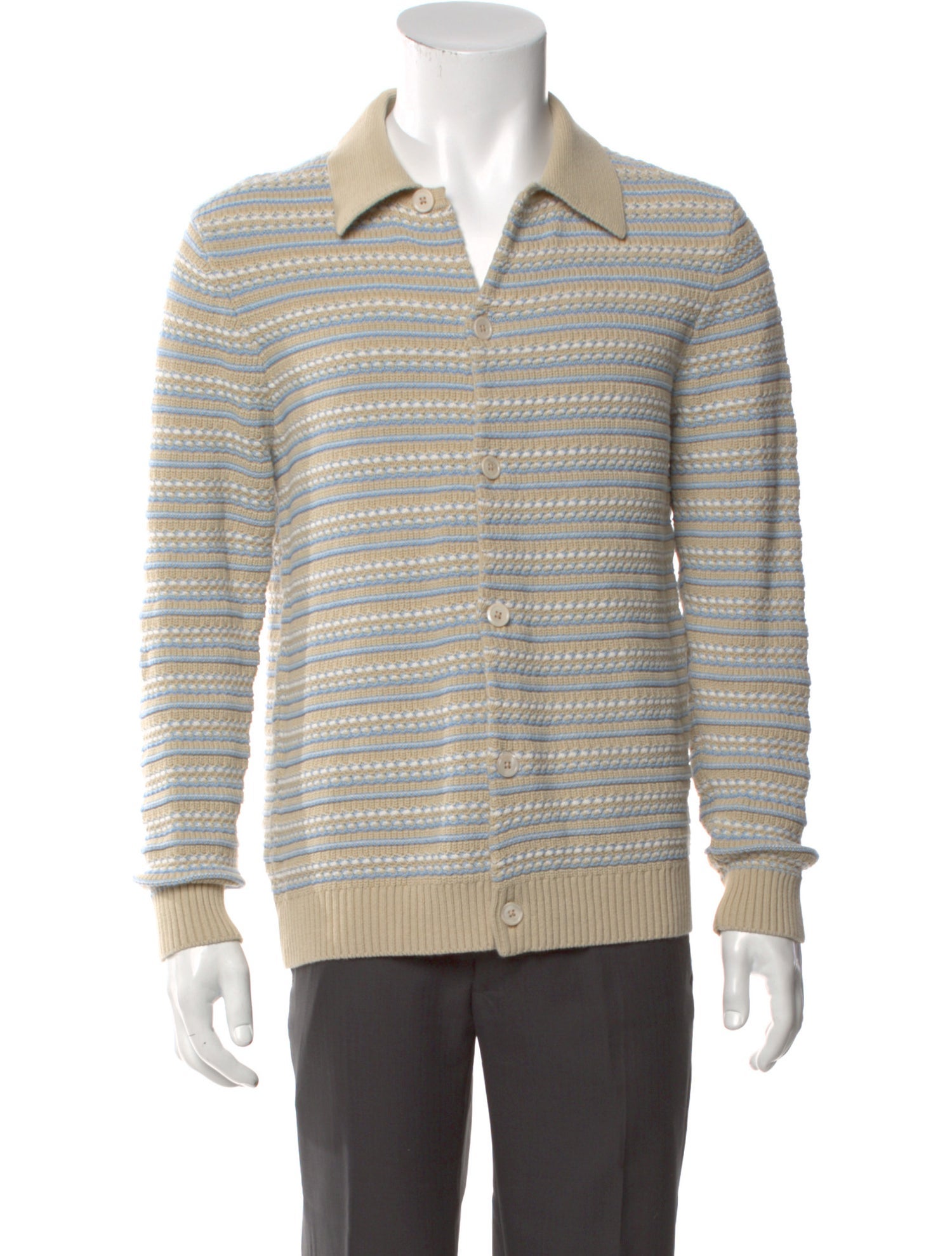 NN07 Striped Mock Neck Polo Sweater