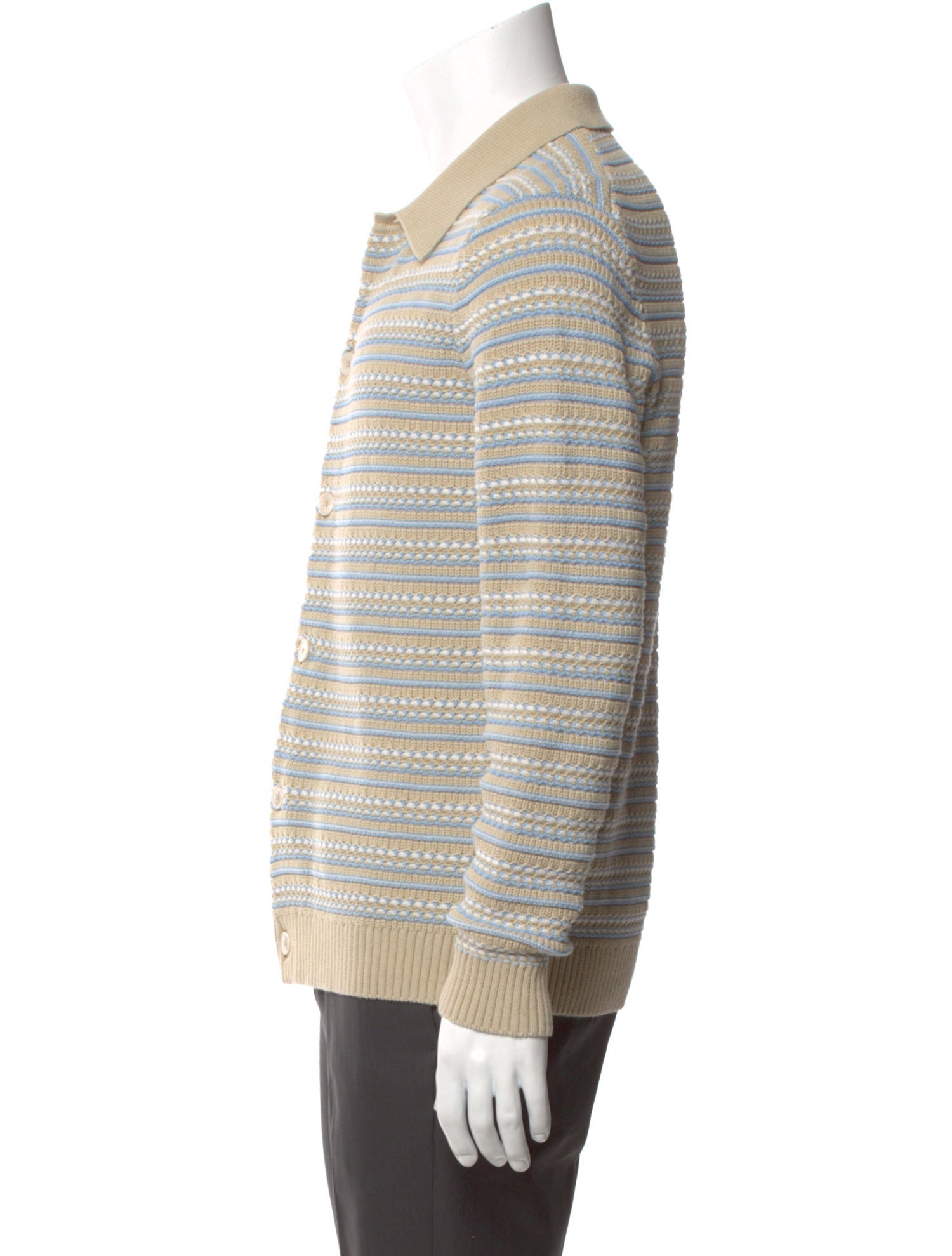 NN07 Striped Mock Neck Polo Sweater