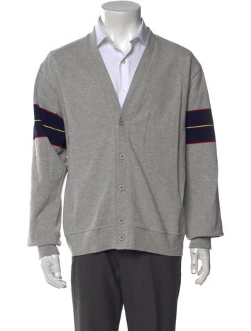 Pre-owned Noah Colorblock Pattern V-neck Cardigan In Gray