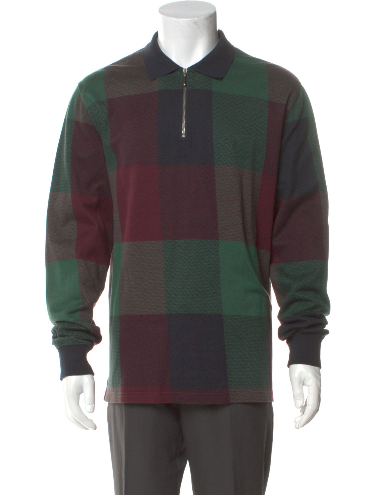 Noah Plaid Print Collar Polo Sweater