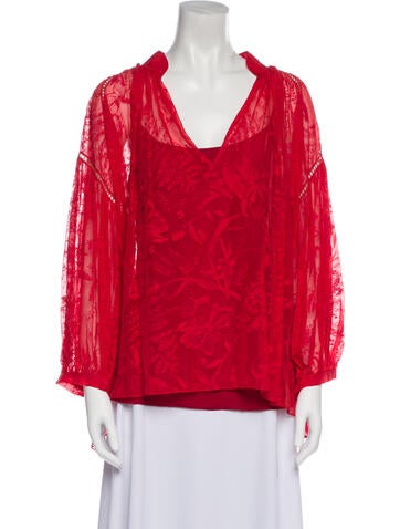 Noon By Noor Tops V-Neck Long Sleeve Blouse XS