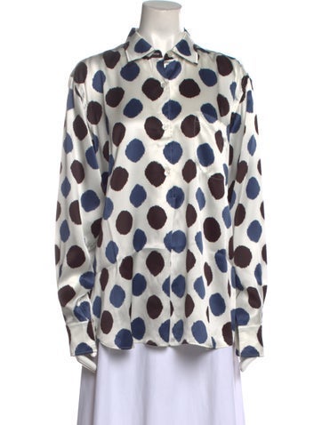 Noon By Noor Tops Polka Dot Print Long Sleeve Button-Up Top S