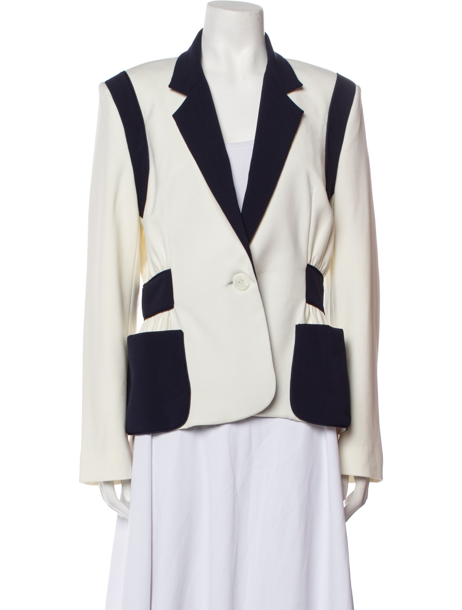 Noon By Noor Virgin Wool Colorblock Pattern Blazer
