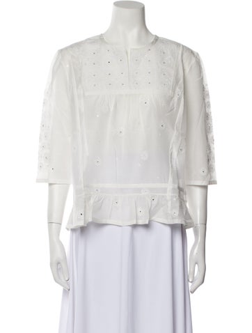 Noon By Noor Tops Crew Neck Three-Quarter Sleeve Blouse US 10 | L