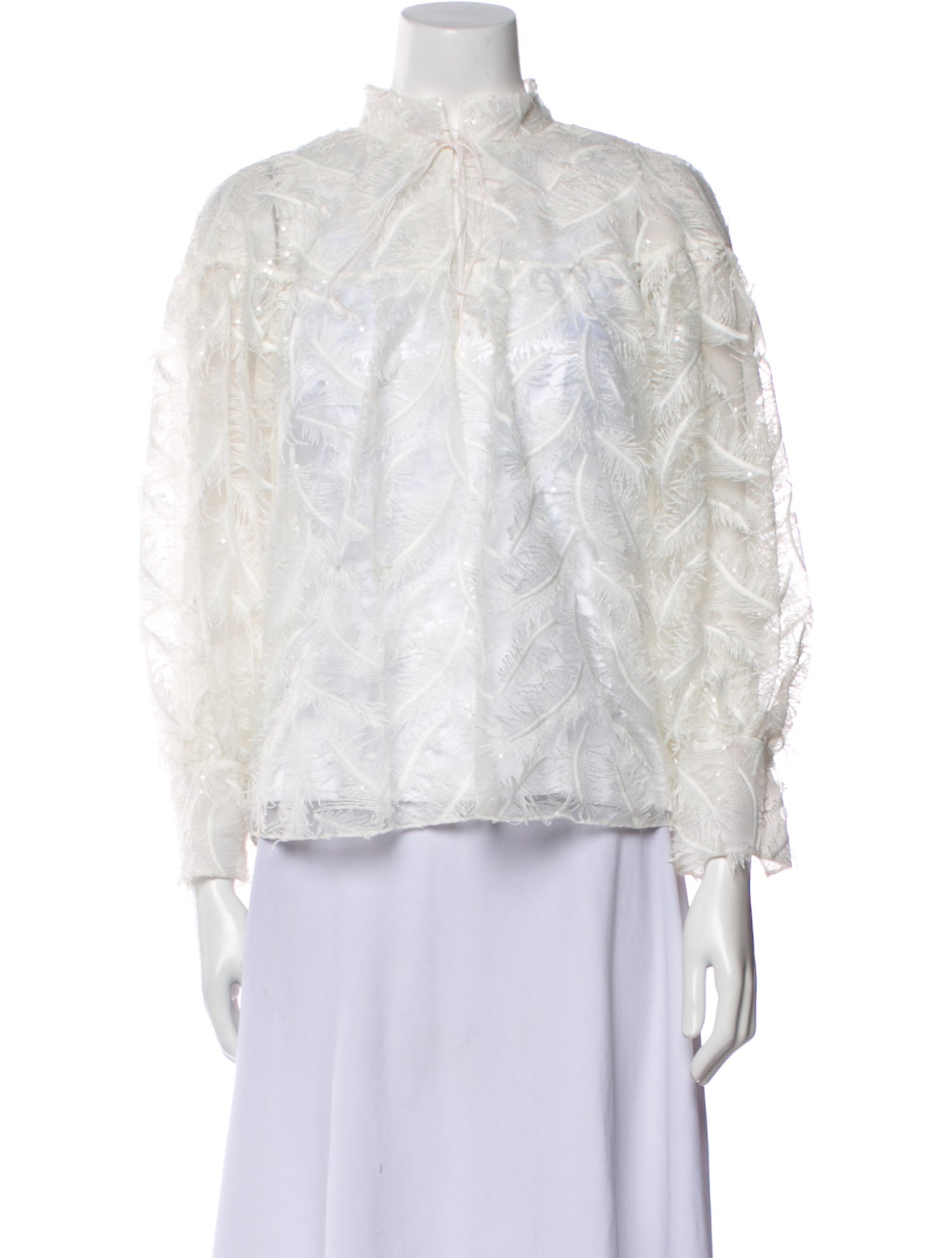 Noon By Noor Silk Lace Pattern Blouse