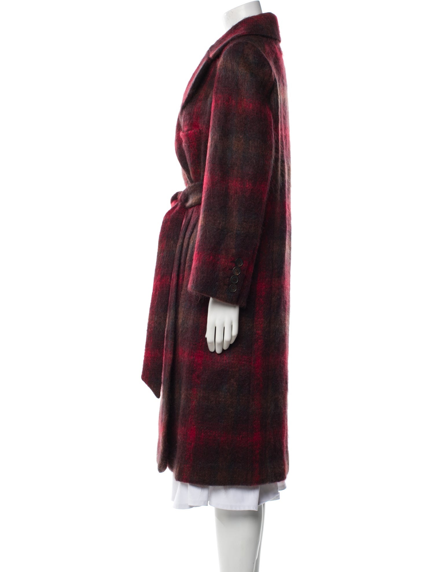Noon By Noor Wool Plaid Print Faux Fur Coat