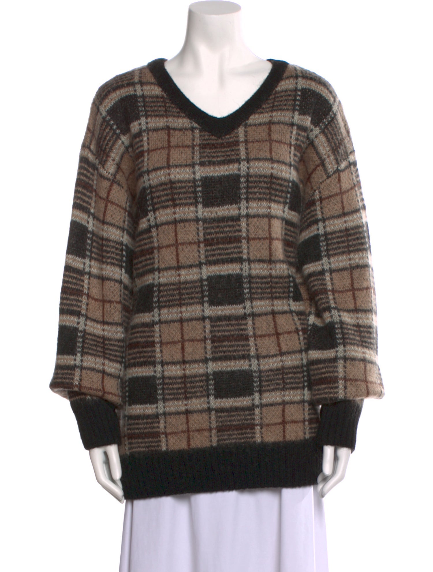 Noon Goons Nylon Plaid Print Sweater