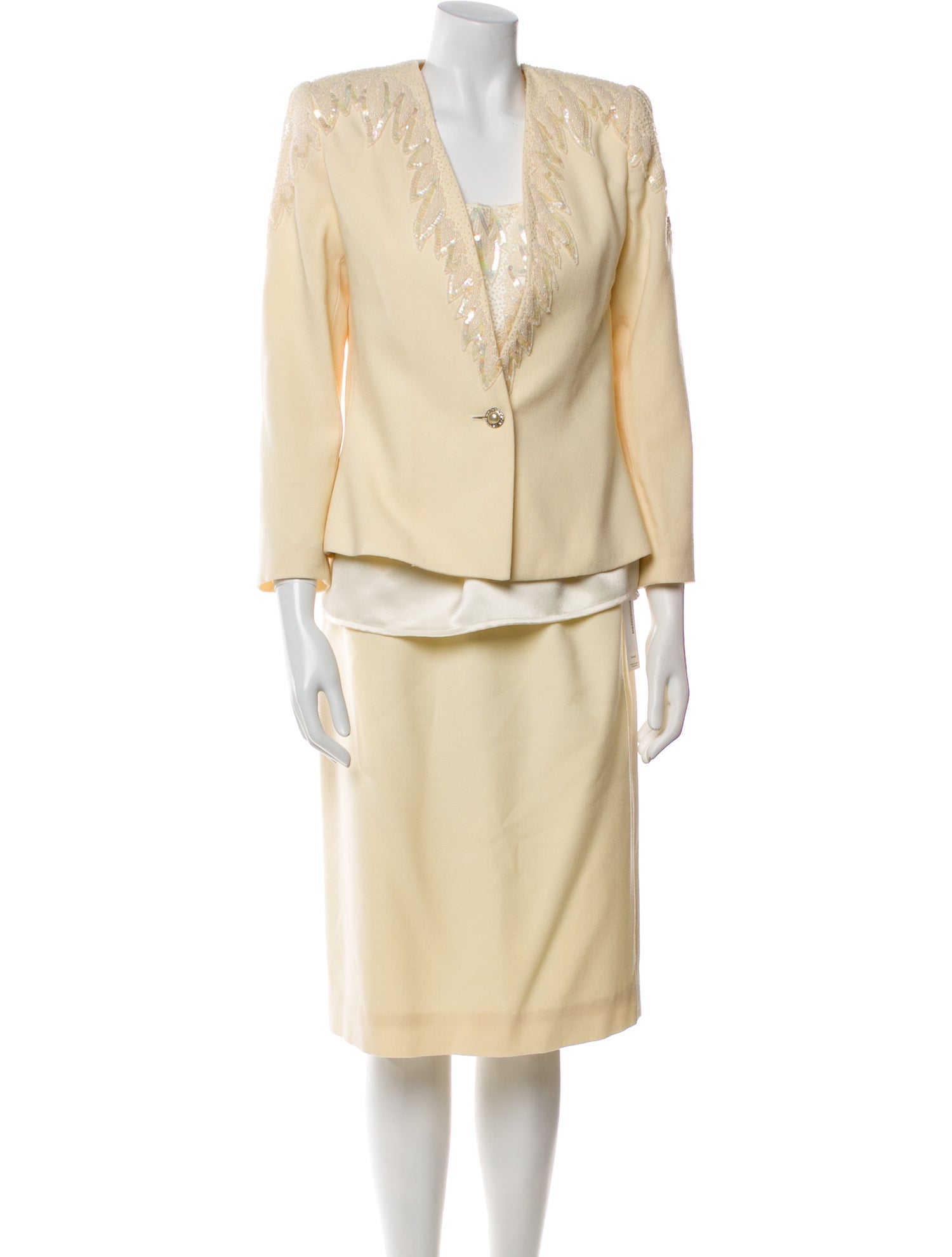 Nolan Miller Wool Sequin Embellishments Skirt Suit