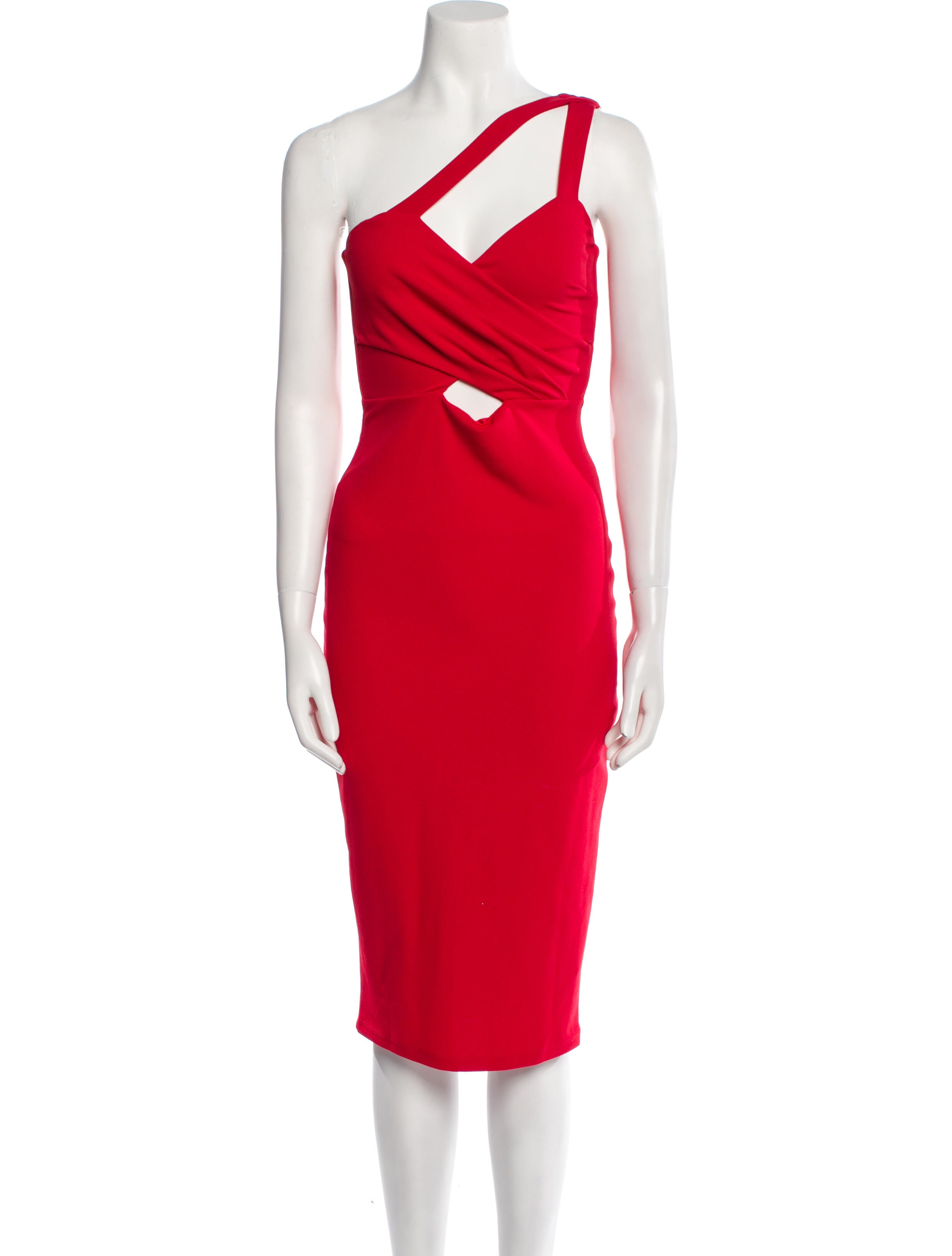 Nookie One-Shoulder Midi Length Dress w/ Tags - Red Dresses, Clothing -  WNOKE21453 | The RealReal