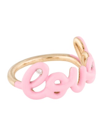 Nora Kogan 10K Diamond & Enamel " Loved " Script Ring