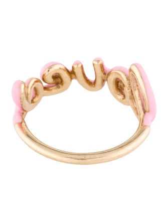 Nora Kogan 10K Diamond & Enamel " Loved " Script Ring