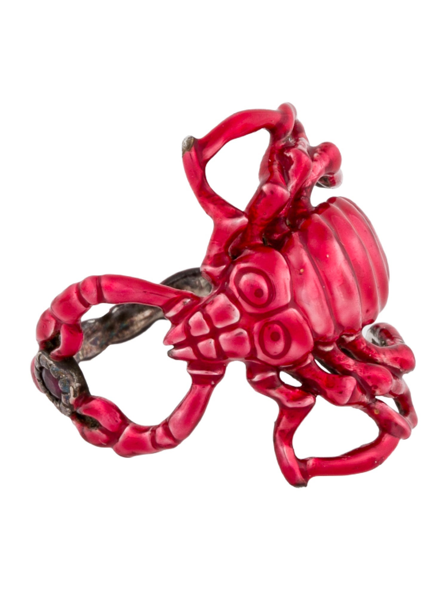 Nora Kogan Ruby Metallic Enamel Red Scorpion Ring