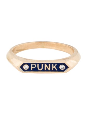 Nora Kogan 14K Diamond Enamel Punk Signet Ring