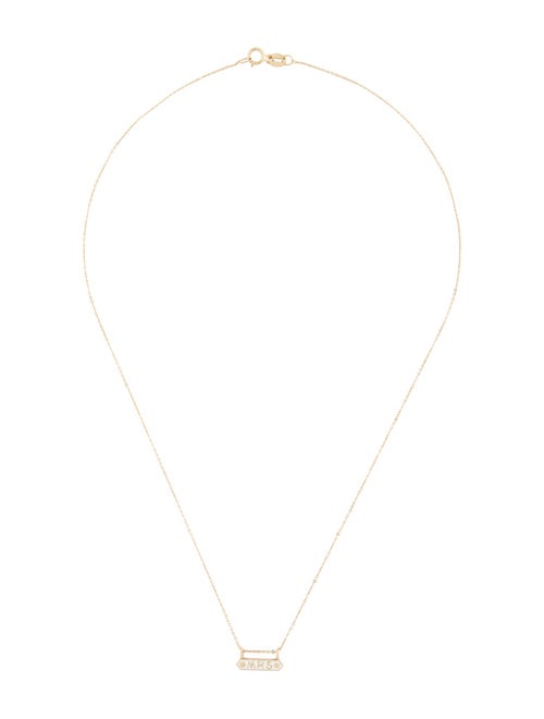 Nora Kogan 10K Enamel 'MRS' Bar Pendant Necklace