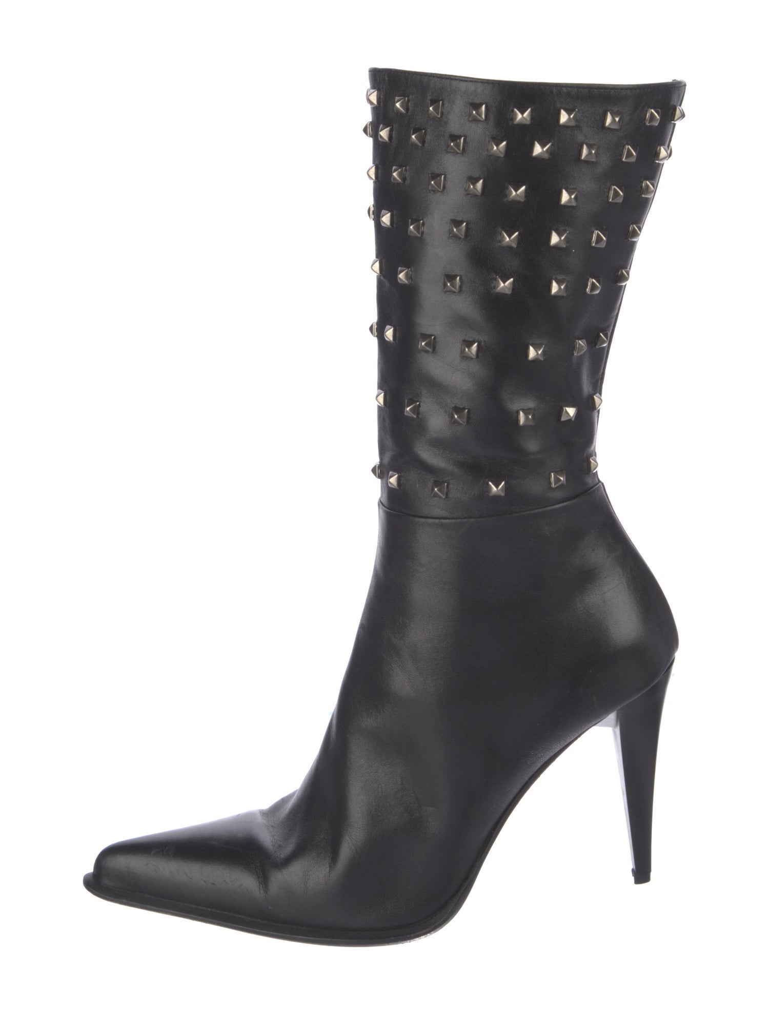 Nando Muzi Leather Studded Accents Sock Boots