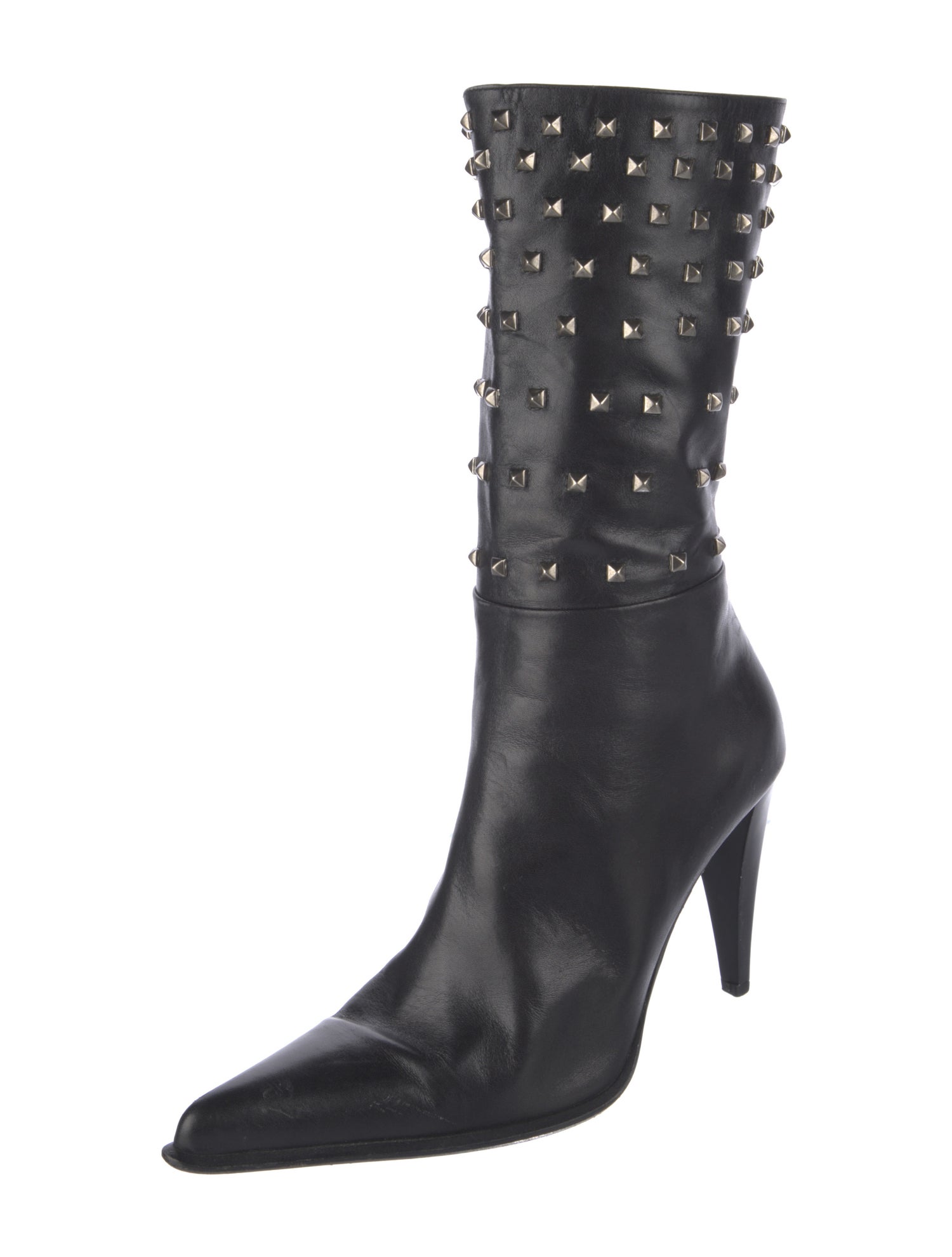 Nando Muzi Leather Studded Accents Sock Boots